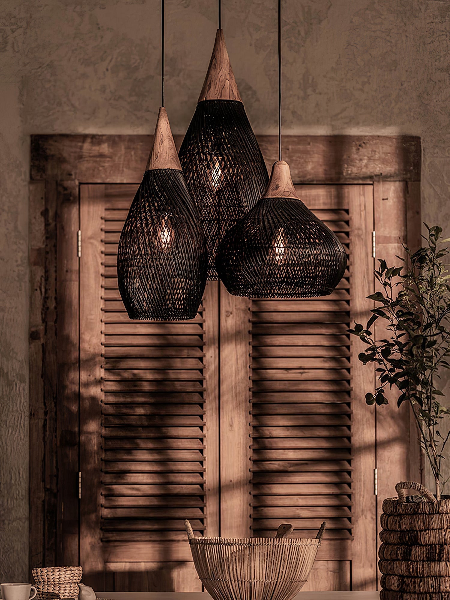 Yara Handwoven Rattan Pendant Light for Kitchen Island and Dining Room