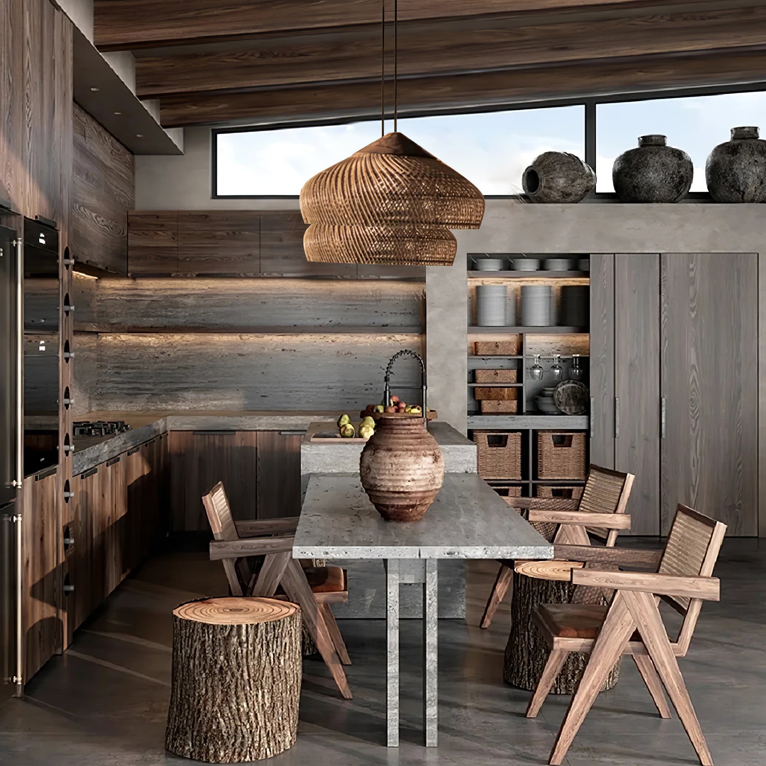 Yara Handwoven Rattan Pendant Light for Kitchen Island and Dining Room