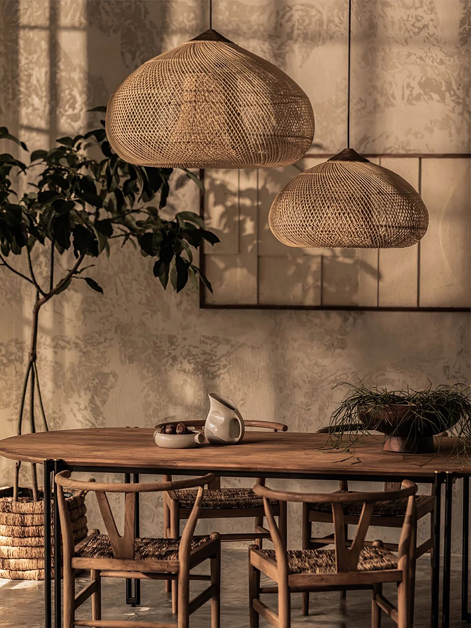 Yara Handwoven Rattan Pendant Light for Kitchen Island and Dining Room