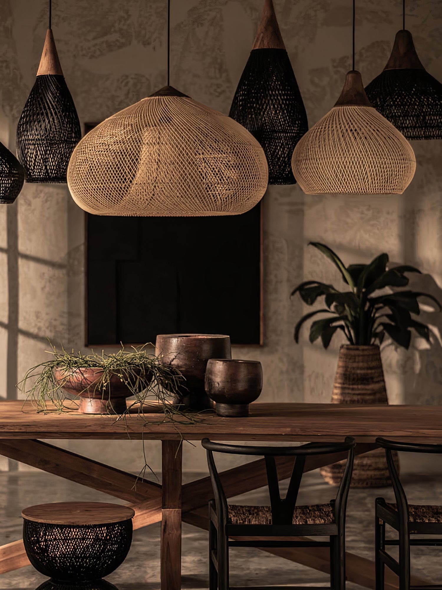 Yara Handwoven Rattan Pendant Light for Kitchen Island and Dining Room