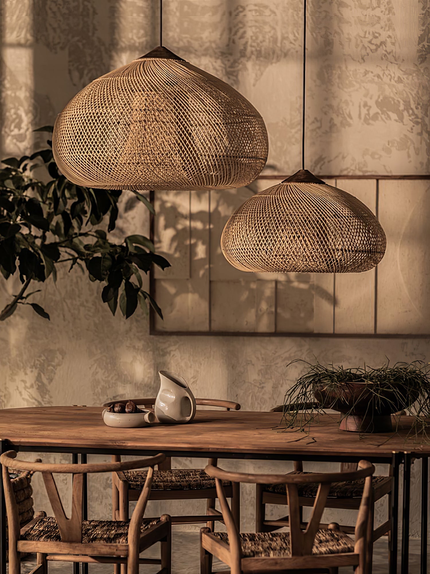Yara Handwoven Rattan Pendant Light for Kitchen Island and Dining Room