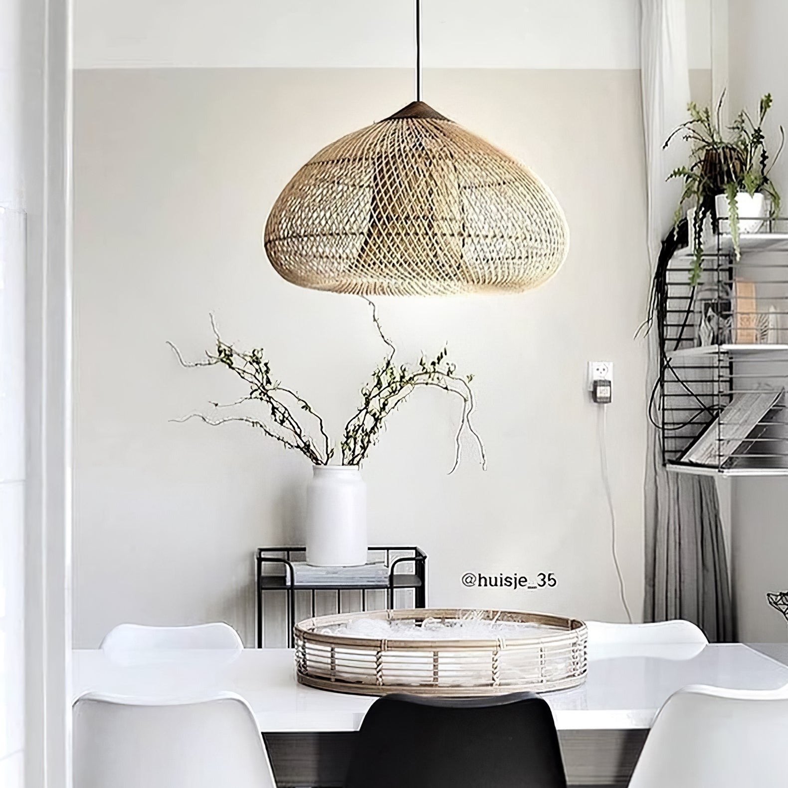 Yara Handwoven Rattan Pendant Light for Kitchen Island and Dining Room