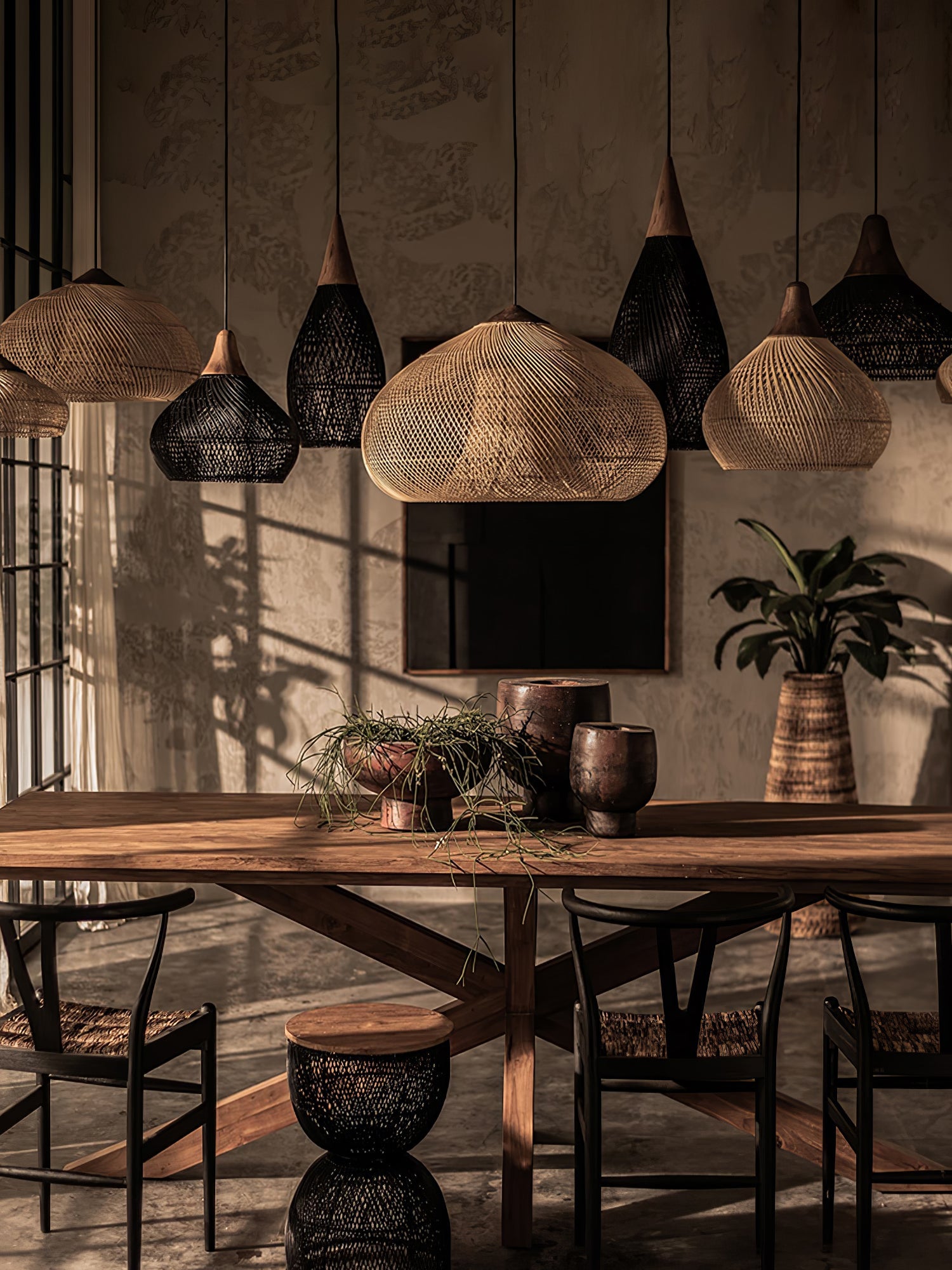 Yara Handwoven Rattan Pendant Light for Kitchen Island and Dining Room