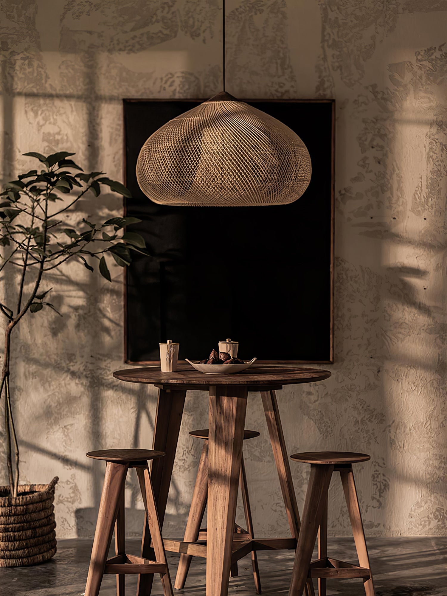 Yara Handwoven Rattan Pendant Light for Kitchen Island and Dining Room