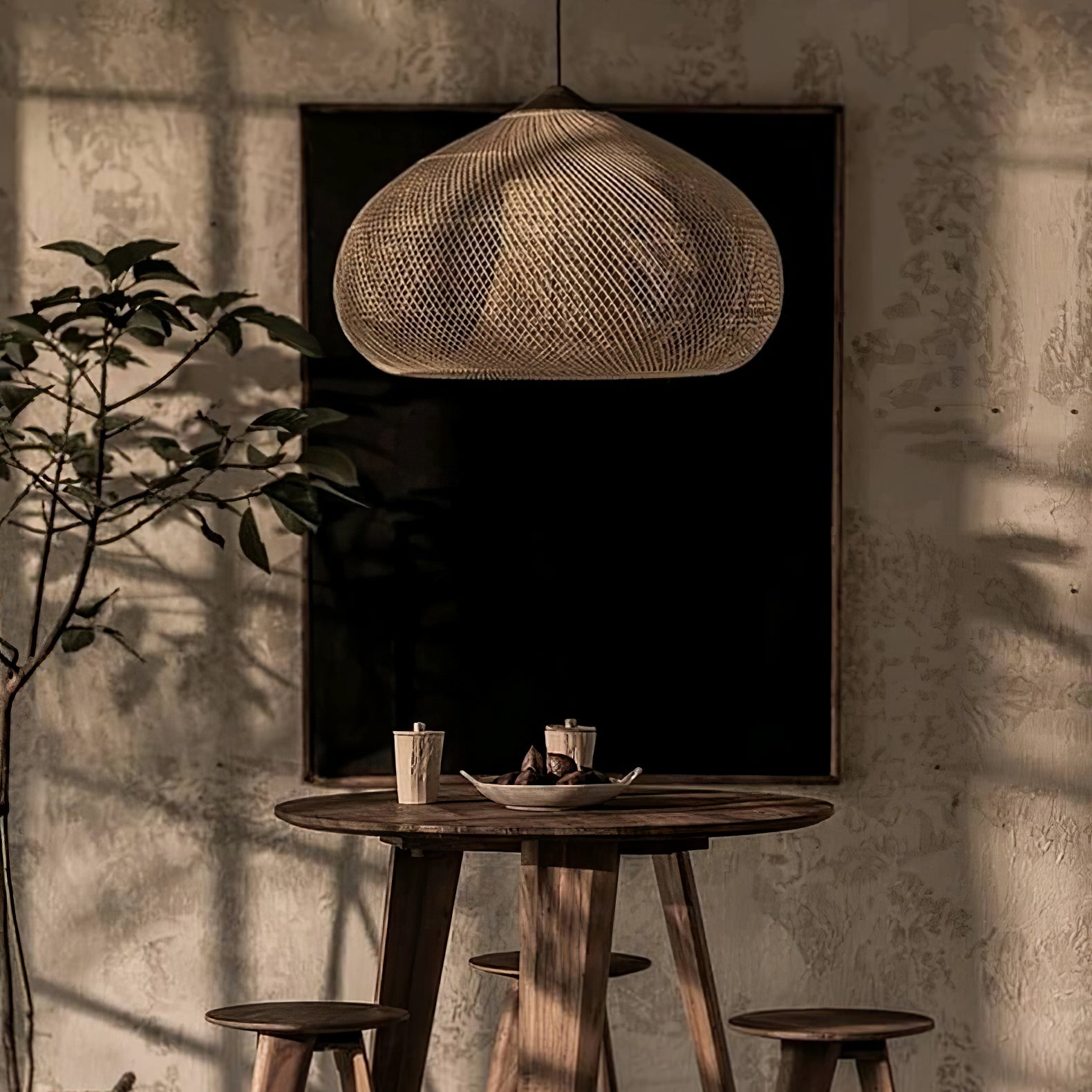 Yara Handwoven Rattan Pendant Light for Kitchen Island and Dining Room