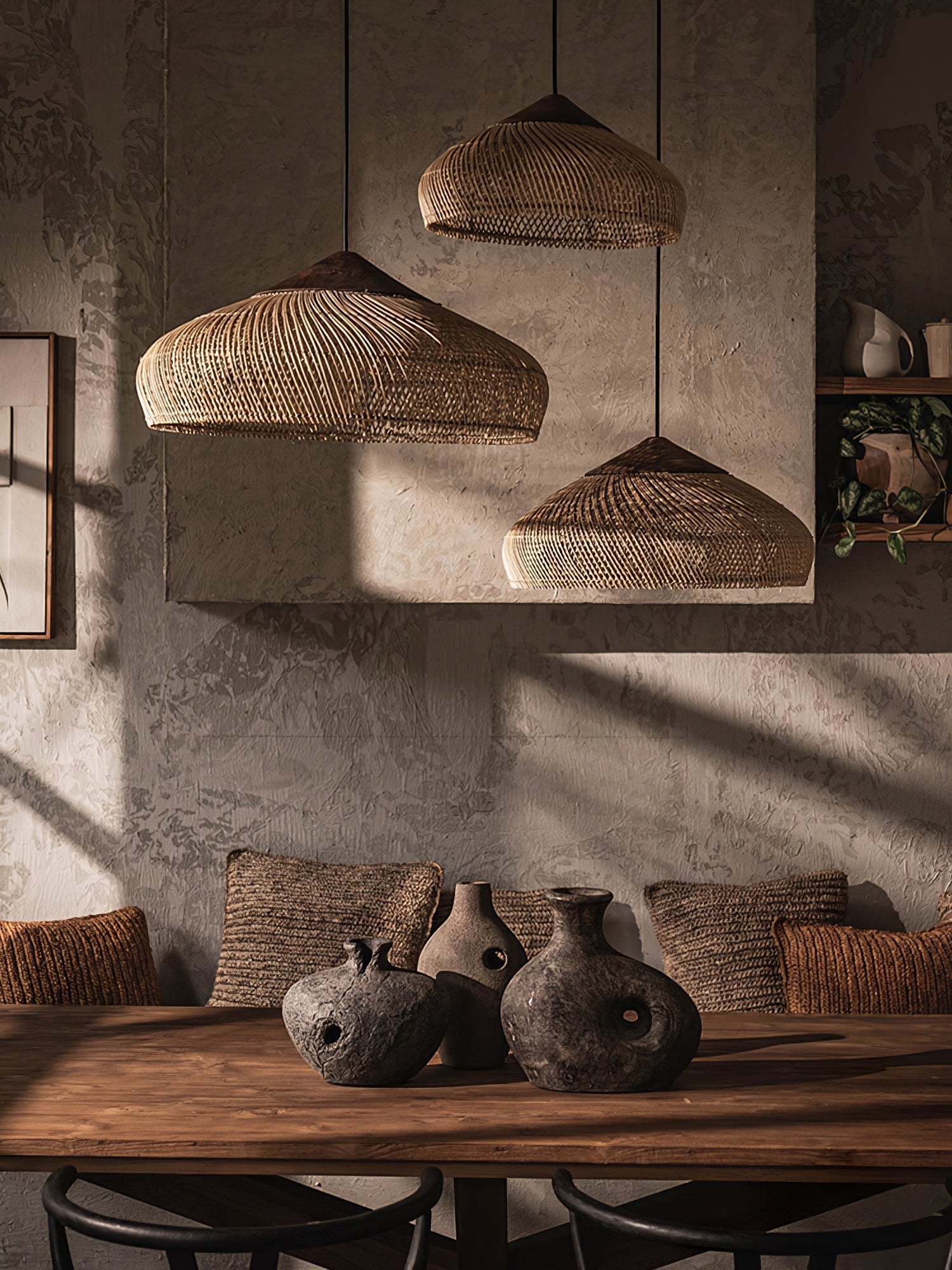 Yara Handwoven Rattan Pendant Light for Kitchen Island and Dining Room