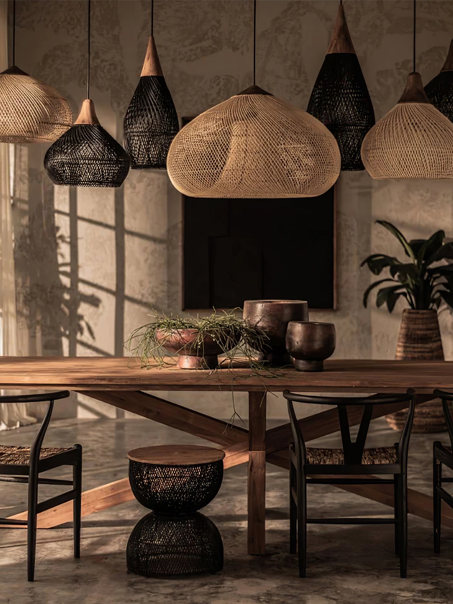 Yara Handwoven Rattan Pendant Light for Kitchen Island and Dining Room