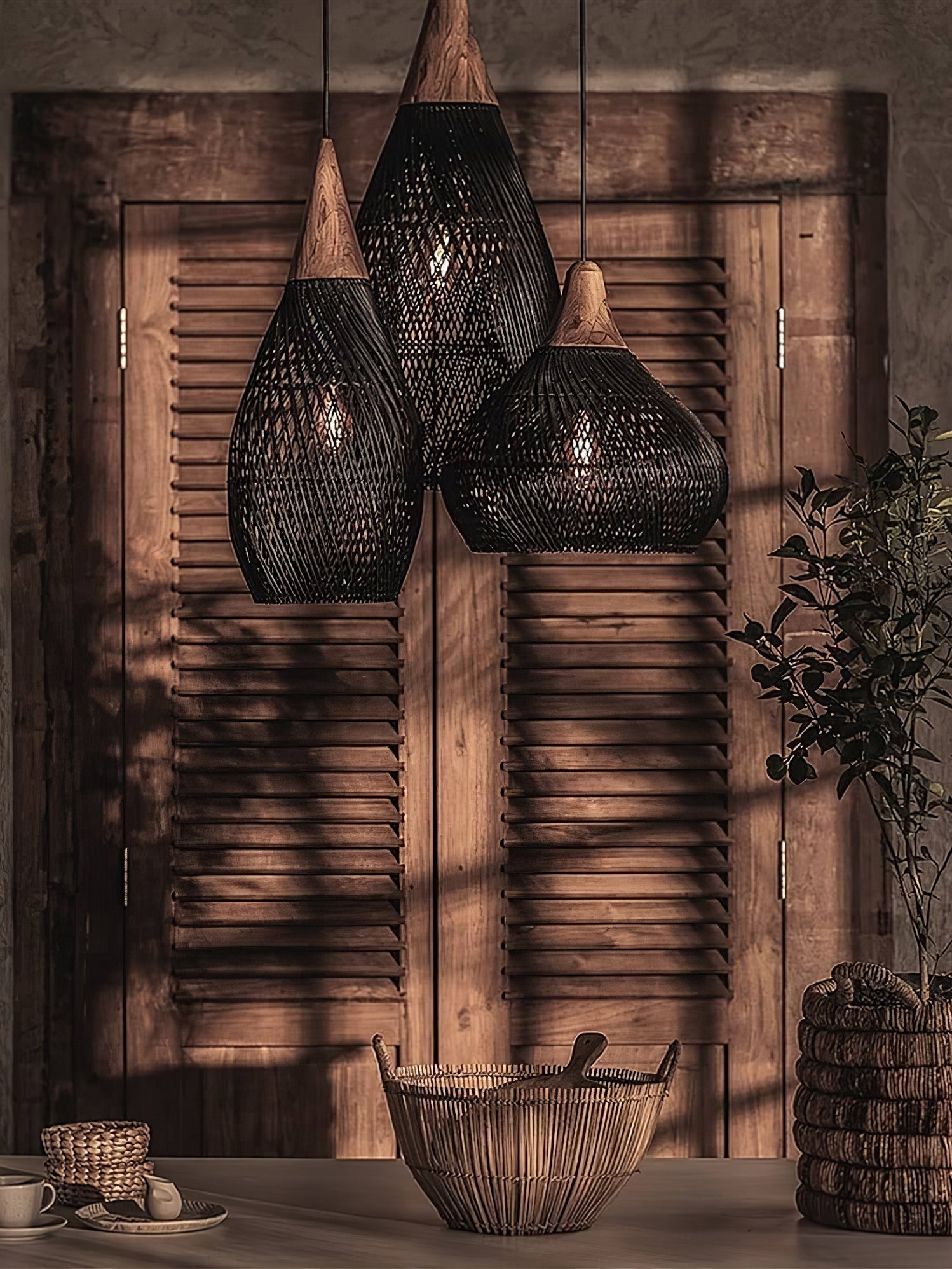 Yara Handwoven Rattan Pendant Light for Kitchen Island and Dining Room