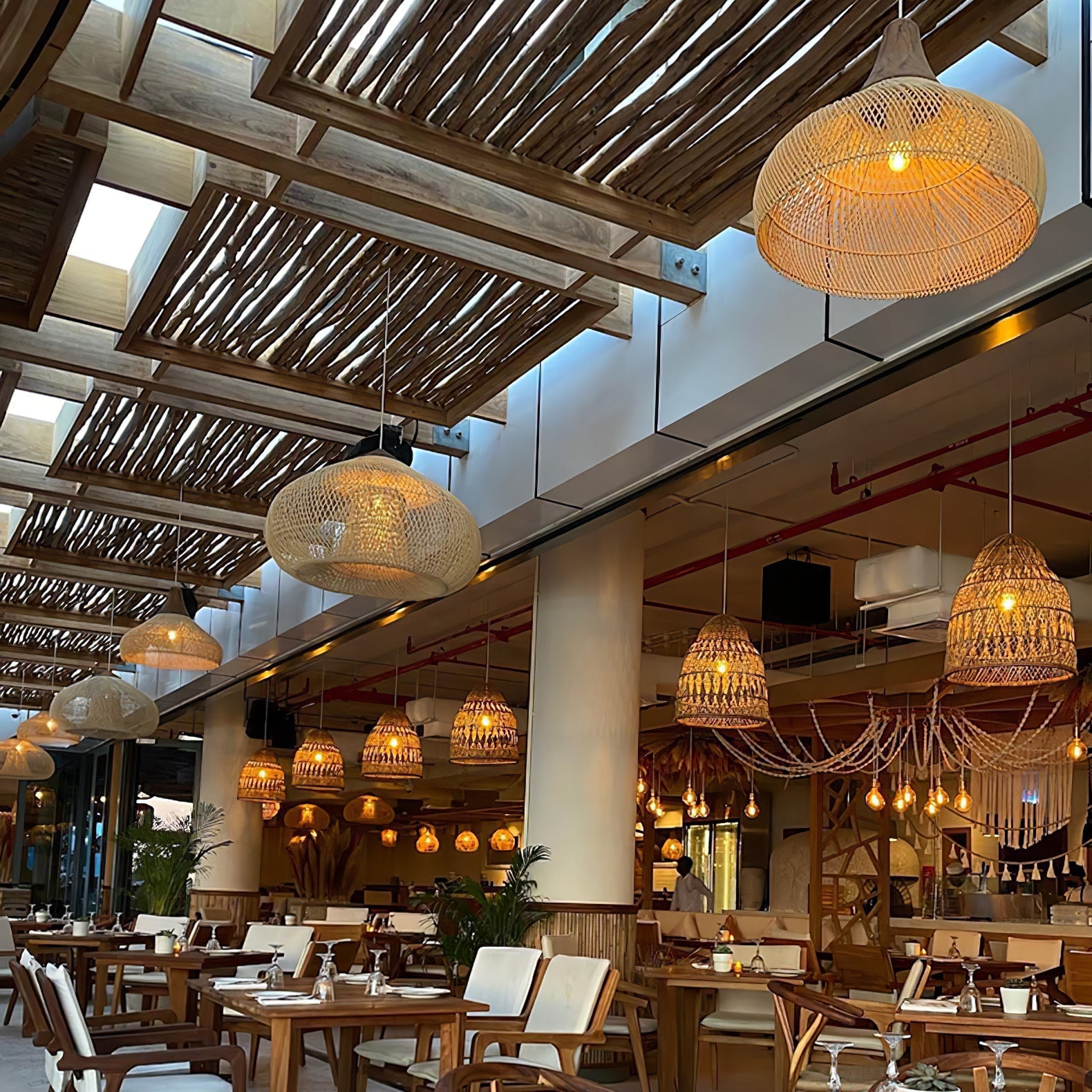Yara Handwoven Rattan Pendant Light for Kitchen Island and Dining Room