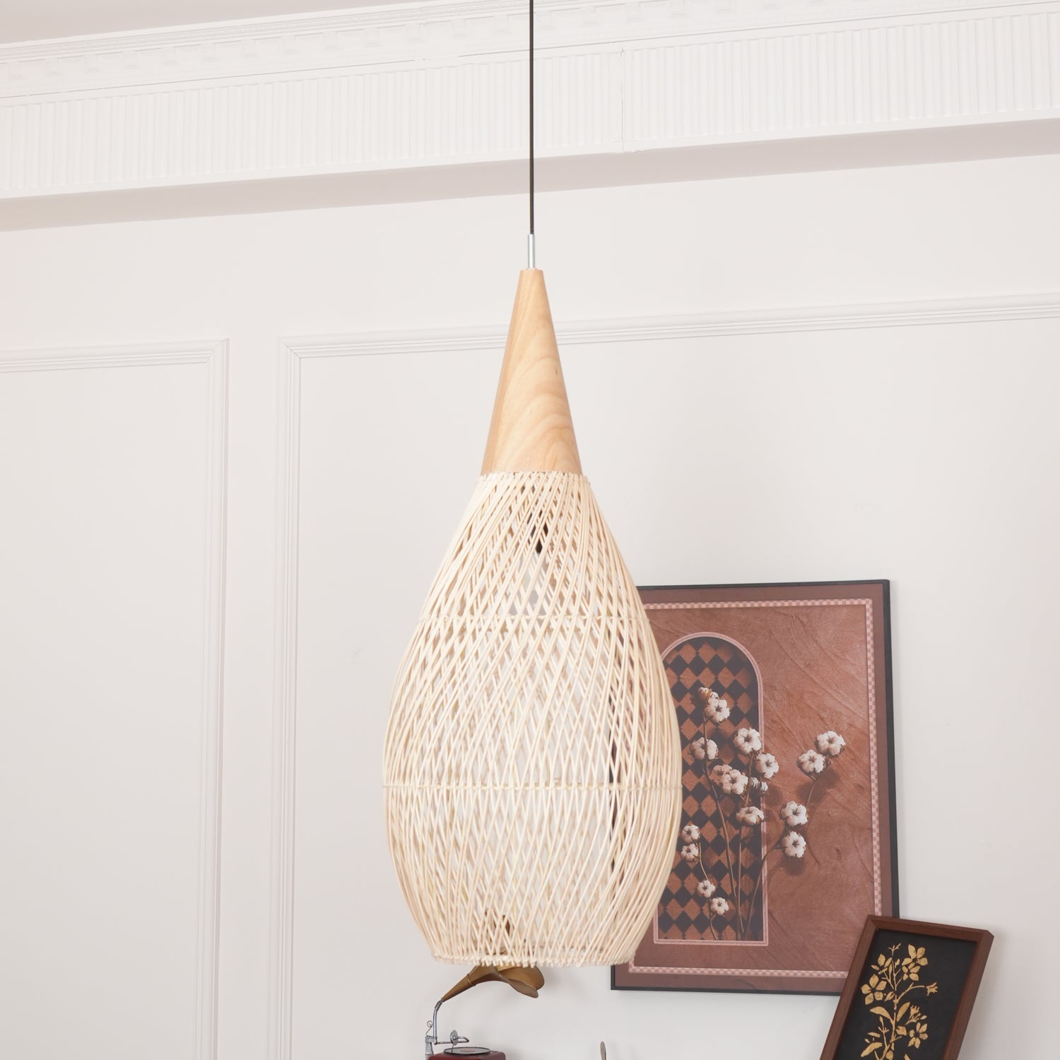 Yara Handwoven Rattan Pendant Light for Kitchen Island and Dining Room