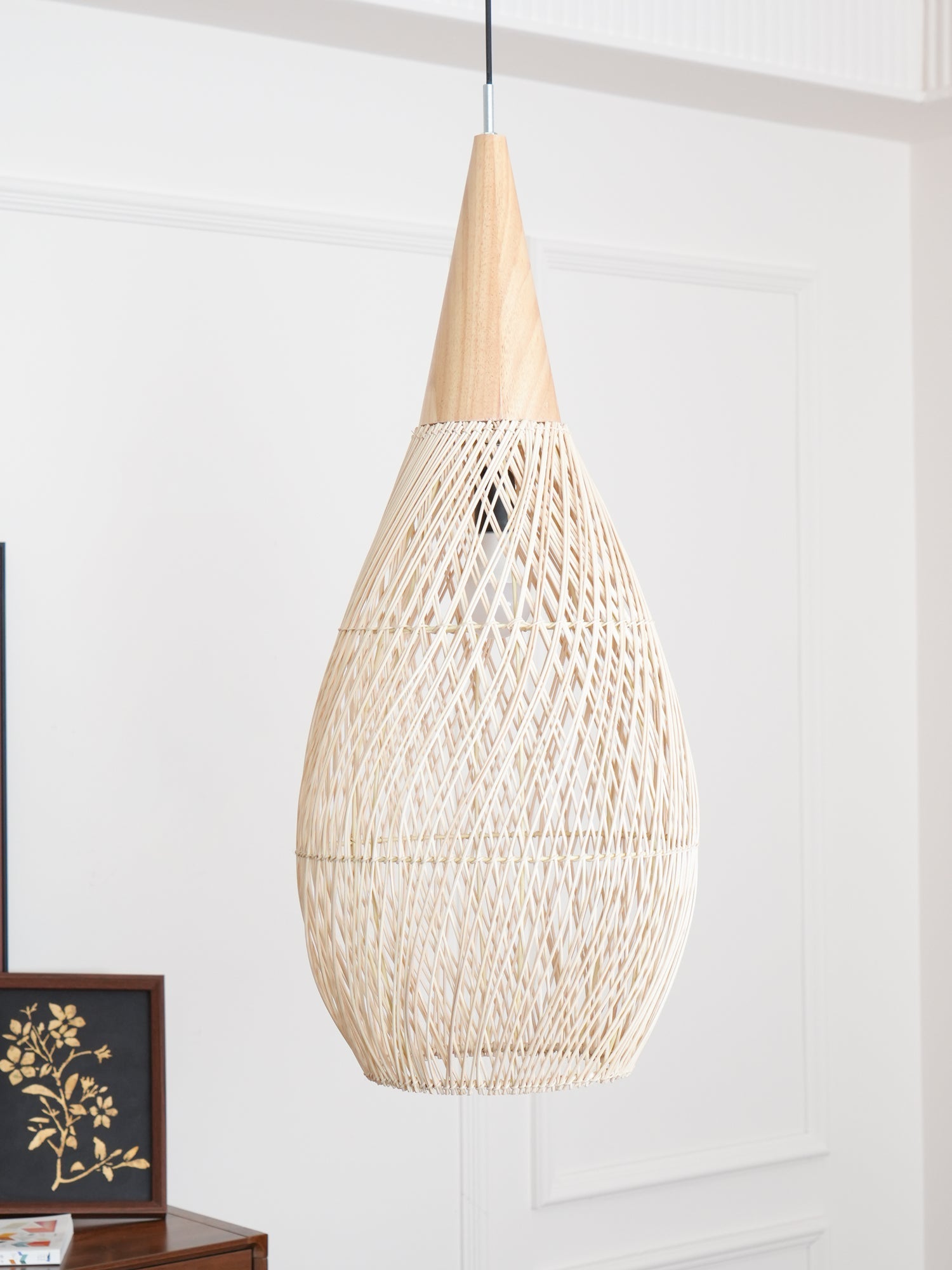 Yara Handwoven Rattan Pendant Light for Kitchen Island and Dining Room