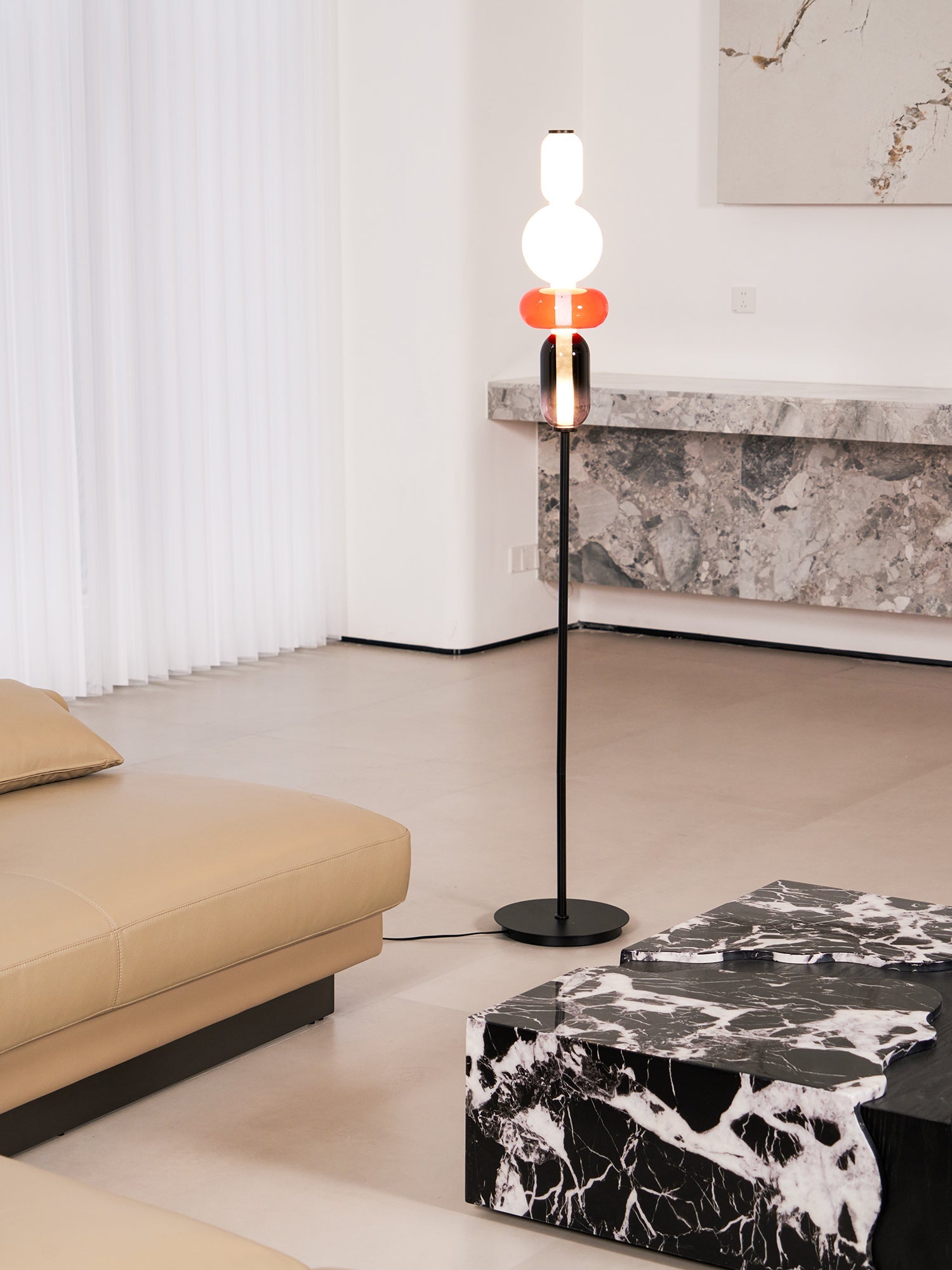 Prisma Hand-Blown Glass Floor Lamp for Living Room & Bedroom