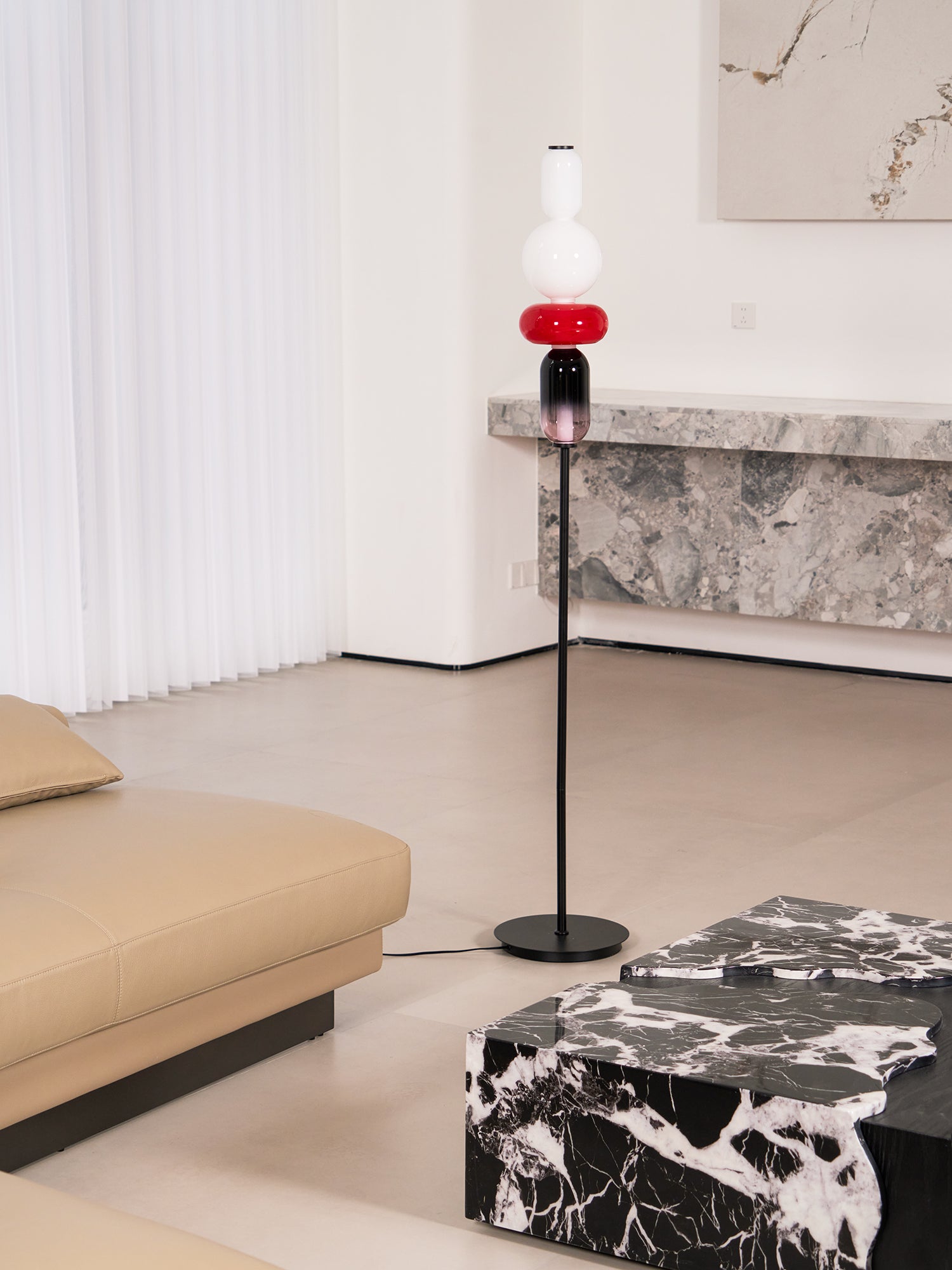 Prisma Hand-Blown Glass Floor Lamp for Living Room & Bedroom