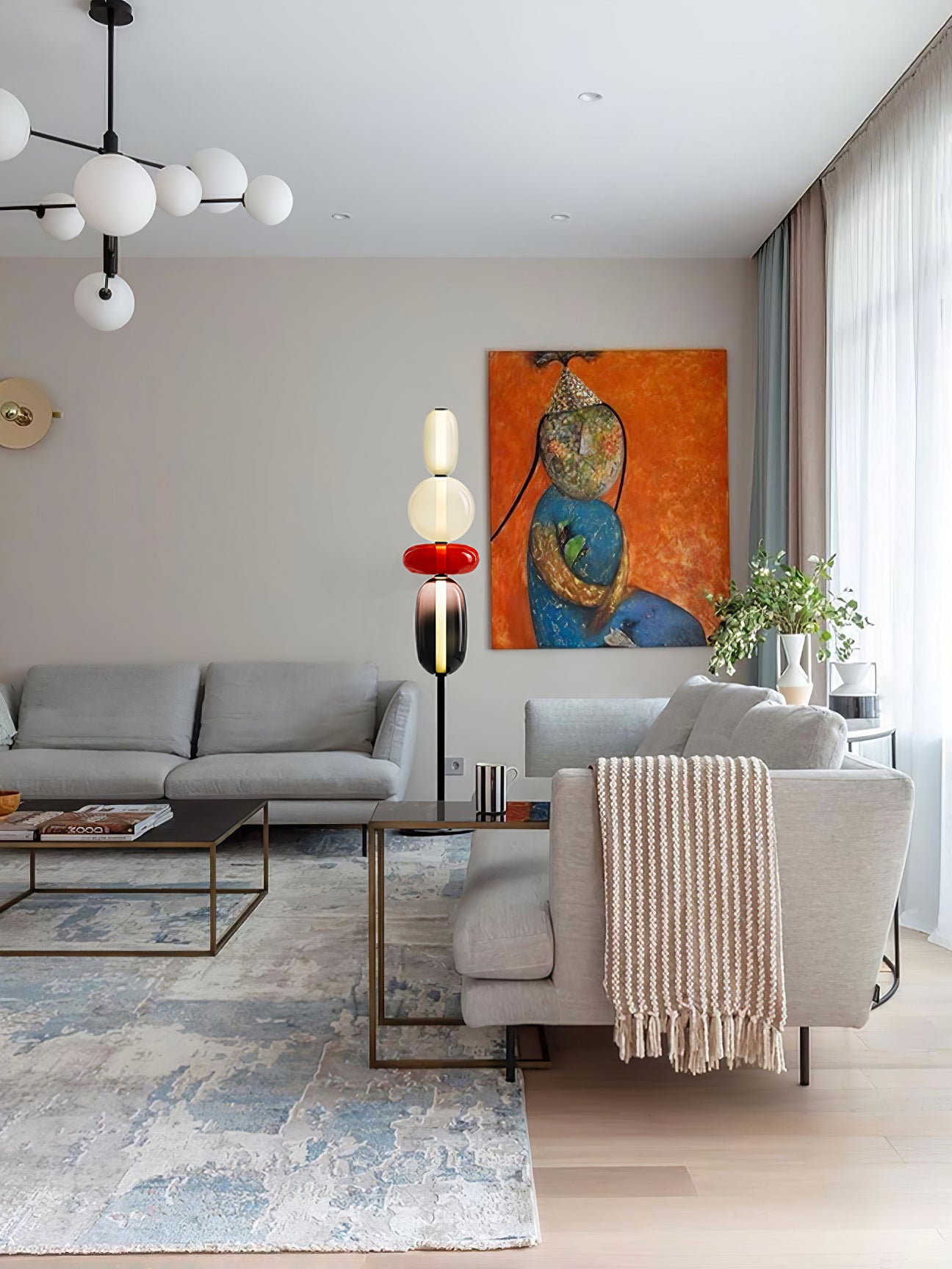 Prisma Hand-Blown Glass Floor Lamp for Living Room & Bedroom