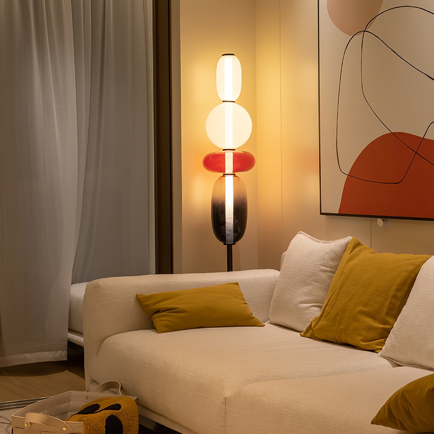 Prisma Hand-Blown Glass Floor Lamp for Living Room & Bedroom