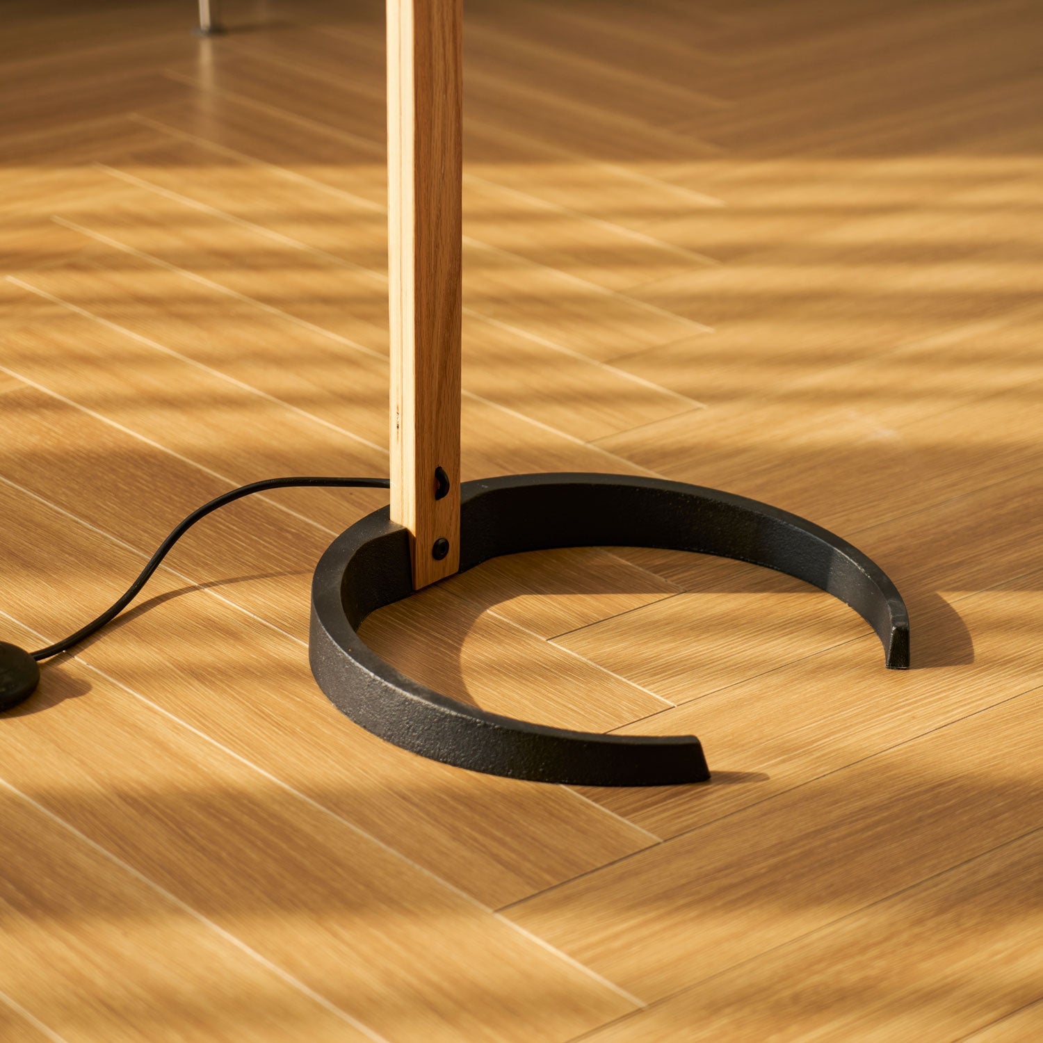 Linden Scandinavian Beechwood and Iron Floor Lamp for Living Rooms