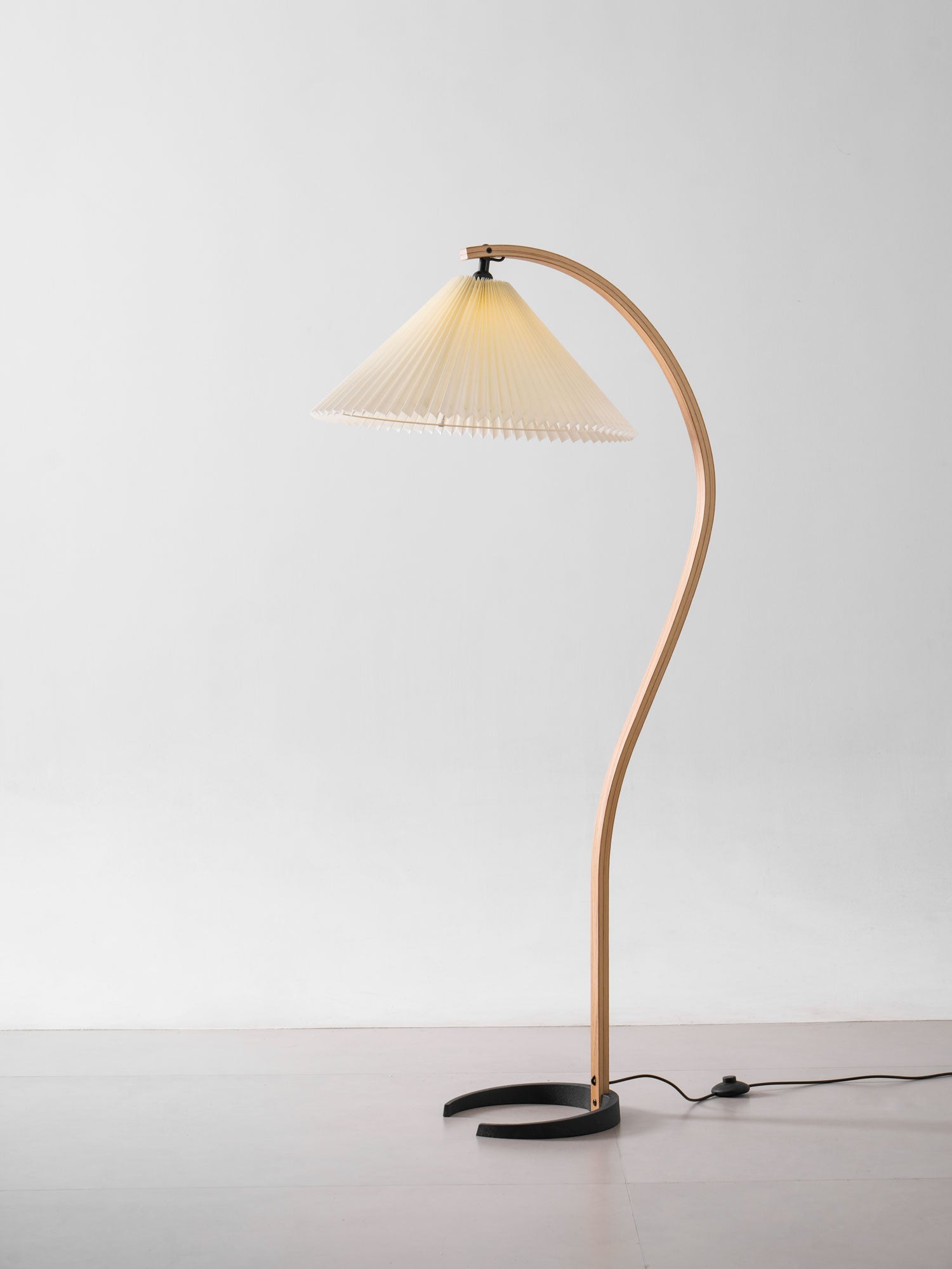 Linden Scandinavian Beechwood and Iron Floor Lamp for Living Rooms