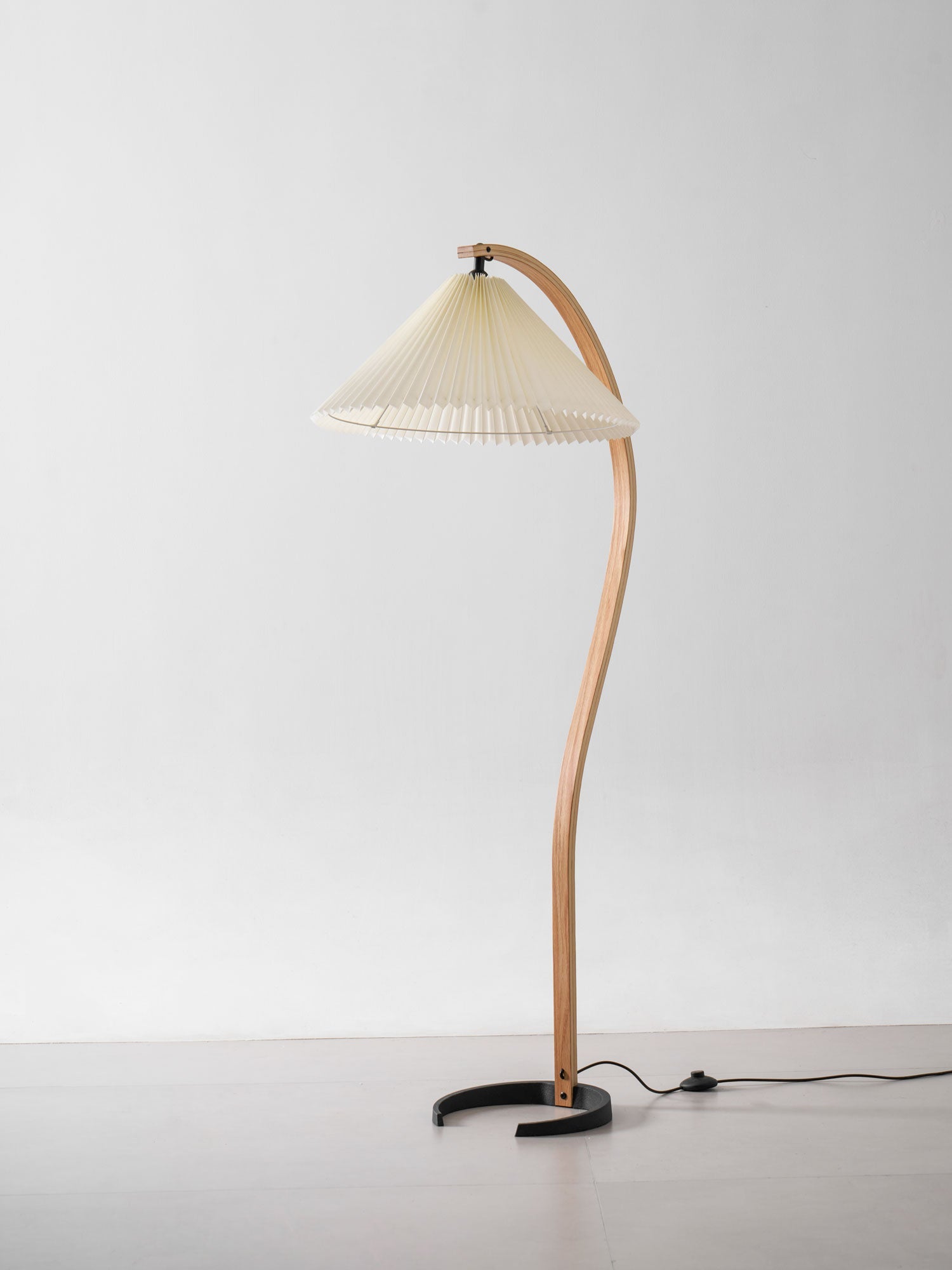 Linden Scandinavian Beechwood and Iron Floor Lamp for Living Rooms
