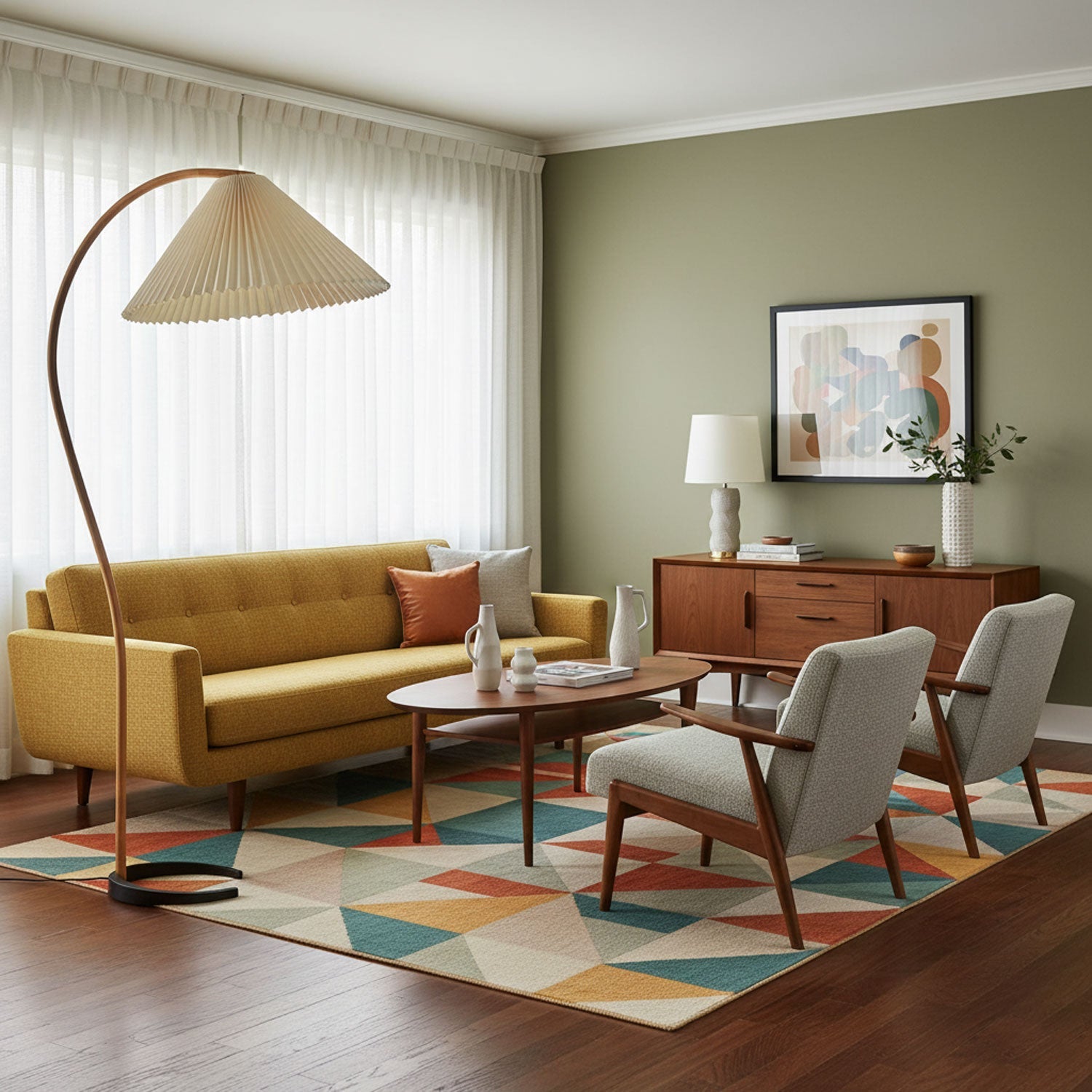 Linden Scandinavian Beechwood and Iron Floor Lamp for Living Rooms