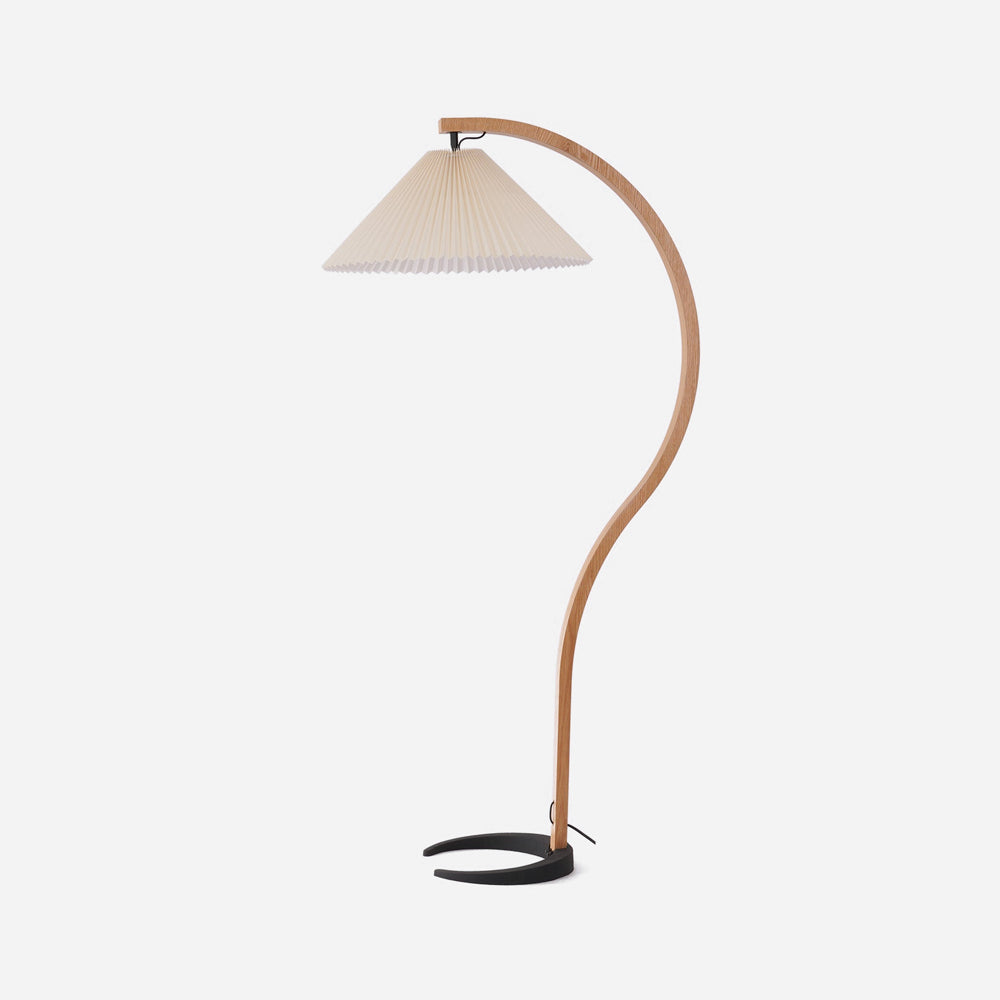Linden Scandinavian Beechwood and Iron Floor Lamp for Living Rooms