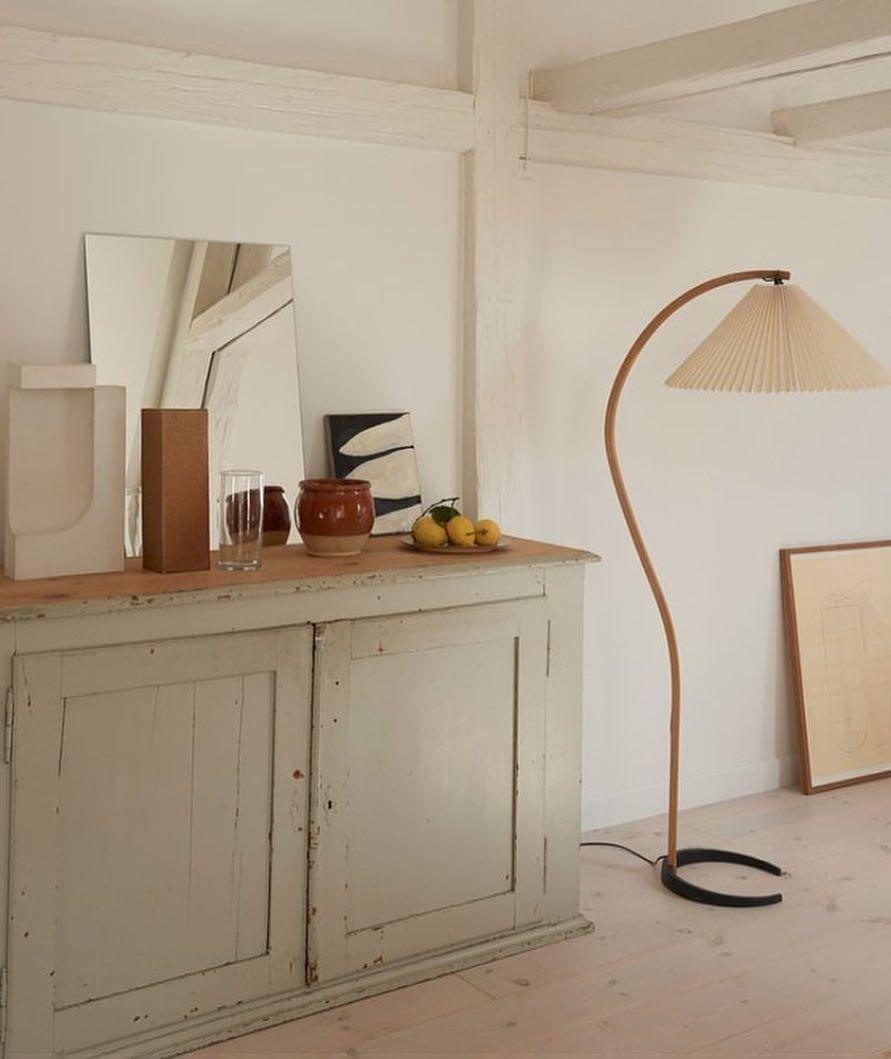 Linden Scandinavian Beechwood and Iron Floor Lamp for Living Rooms