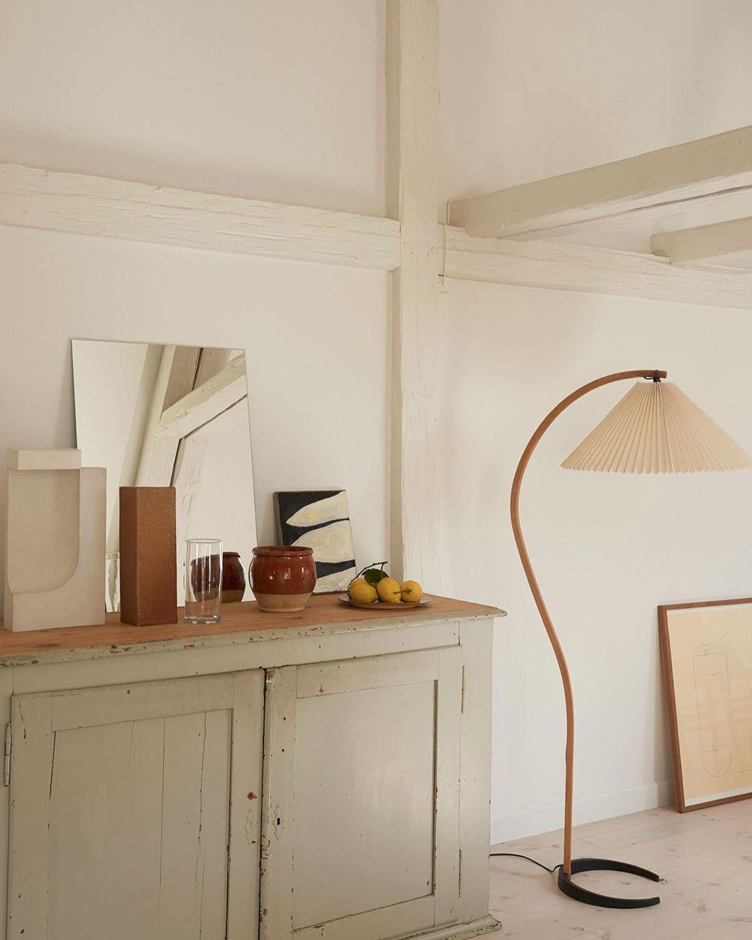 Linden Scandinavian Beechwood and Iron Floor Lamp for Living Rooms