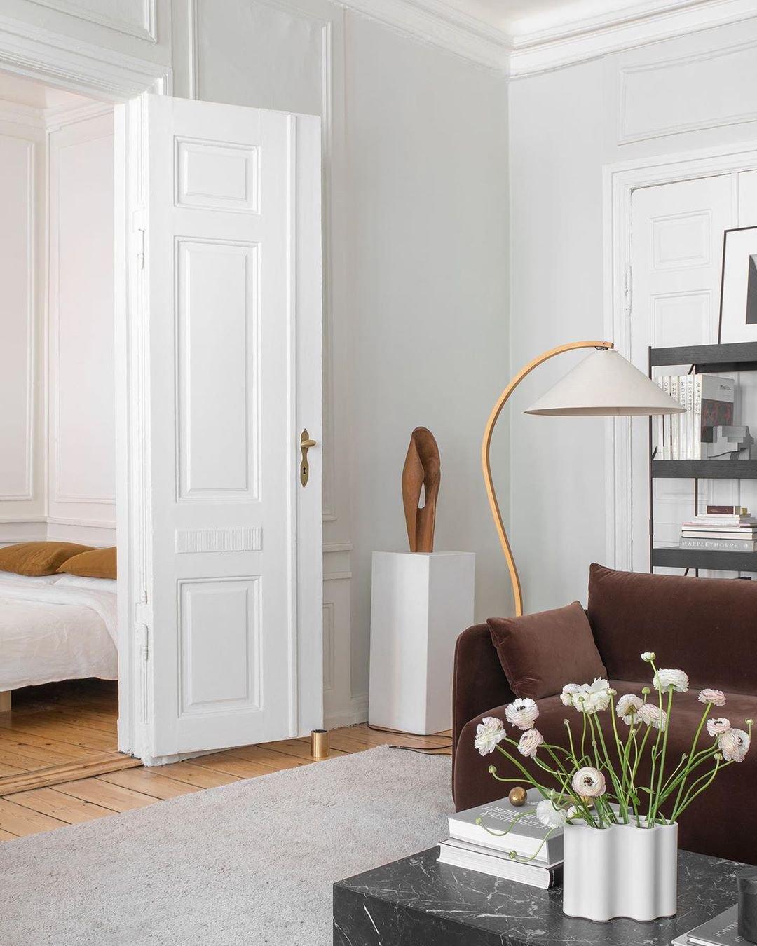 Linden Scandinavian Beechwood and Iron Floor Lamp for Living Rooms