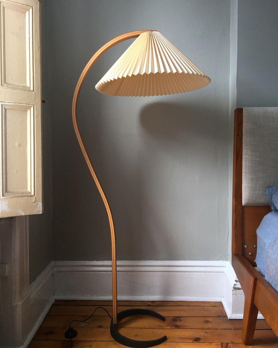 Linden Scandinavian Beechwood and Iron Floor Lamp for Living Rooms
