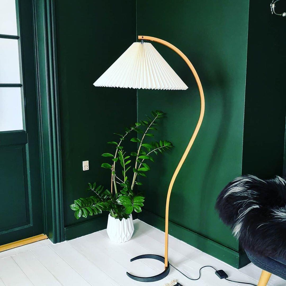 Linden Scandinavian Beechwood and Iron Floor Lamp for Living Rooms