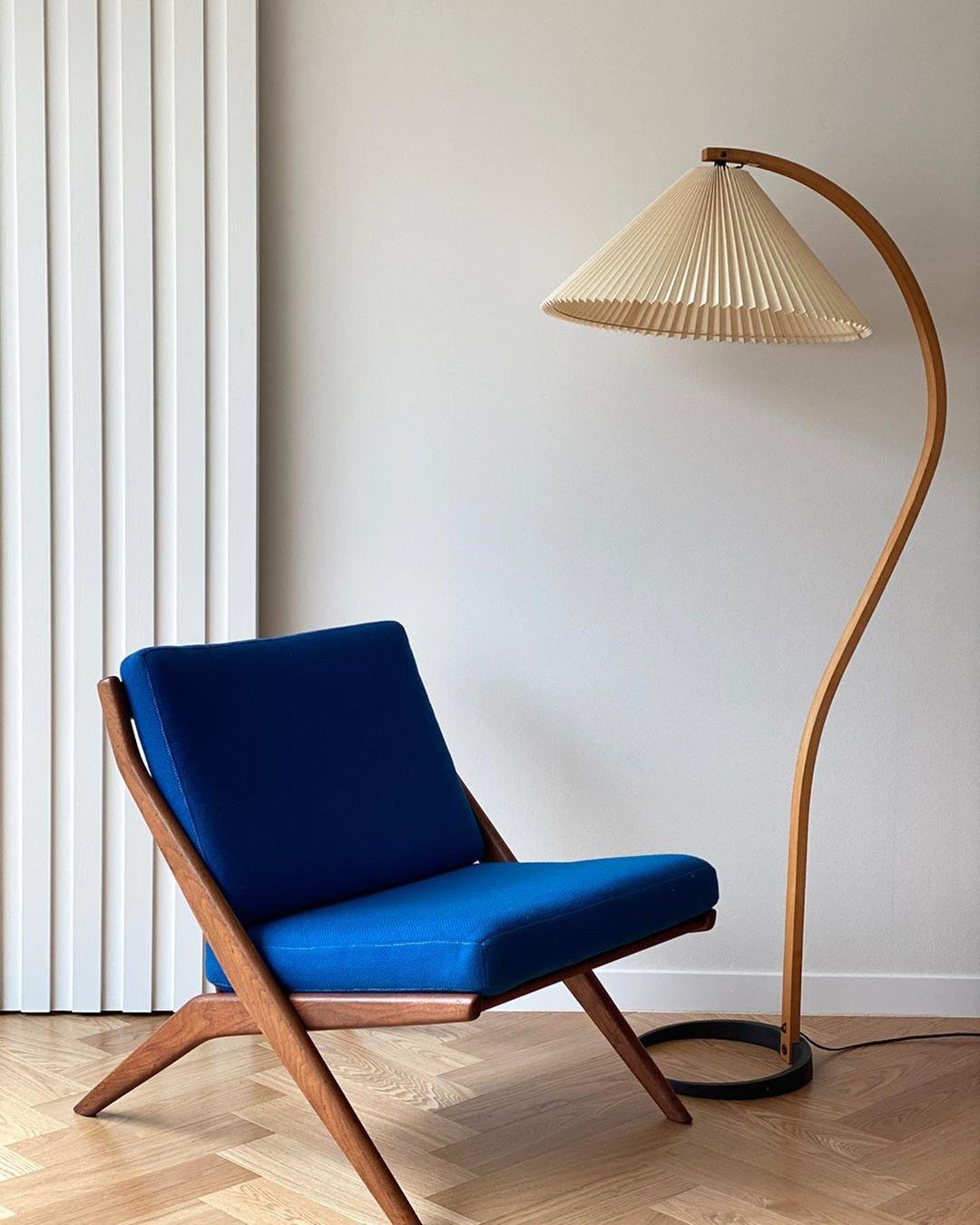 Linden Scandinavian Beechwood and Iron Floor Lamp for Living Rooms