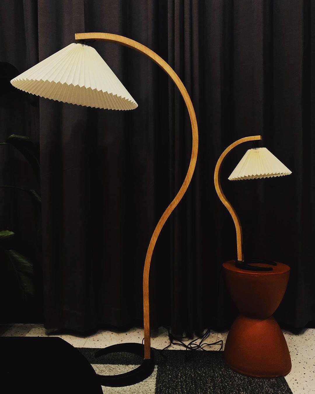 Linden Scandinavian Beechwood and Iron Floor Lamp for Living Rooms