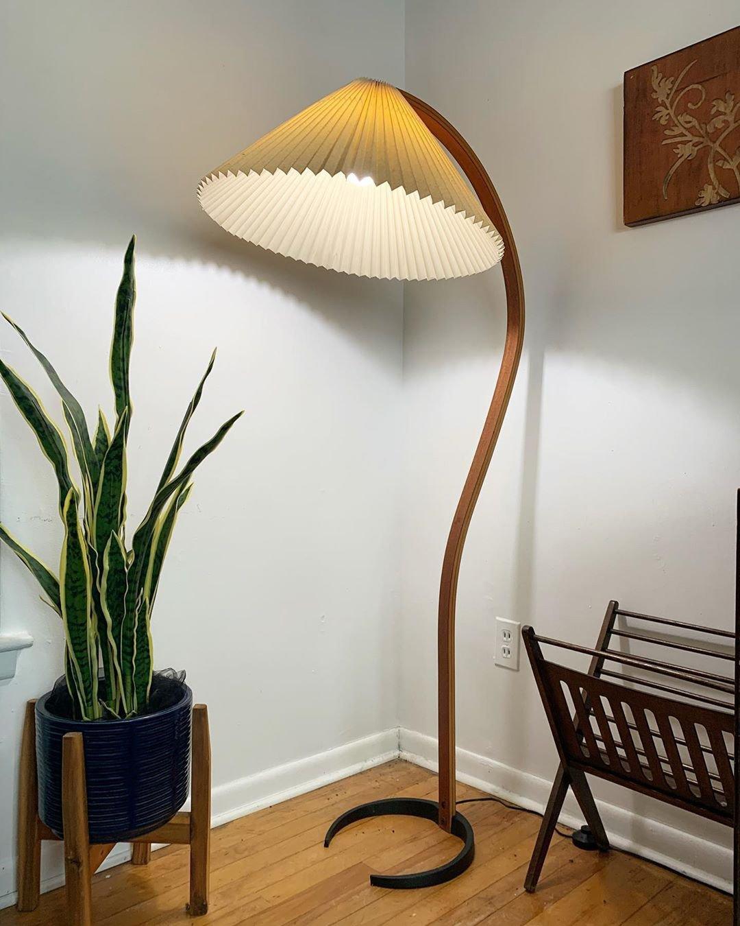 Linden Scandinavian Beechwood and Iron Floor Lamp for Living Rooms