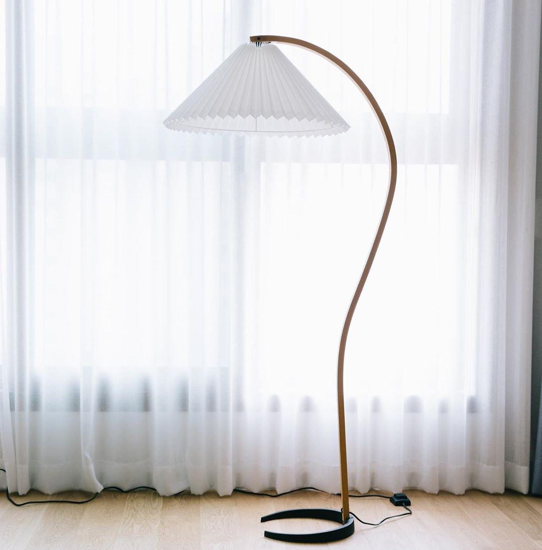 Linden Scandinavian Beechwood and Iron Floor Lamp for Living Rooms