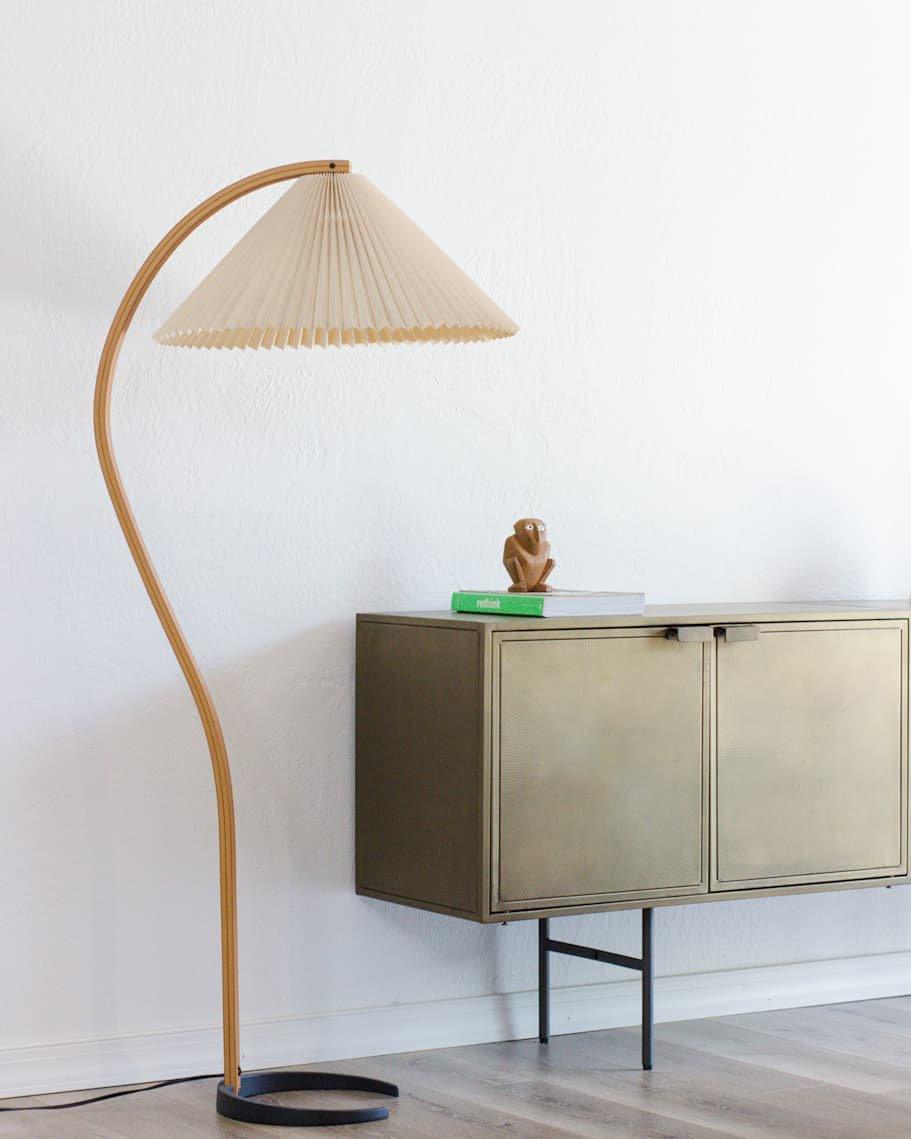 Linden Scandinavian Beechwood and Iron Floor Lamp for Living Rooms