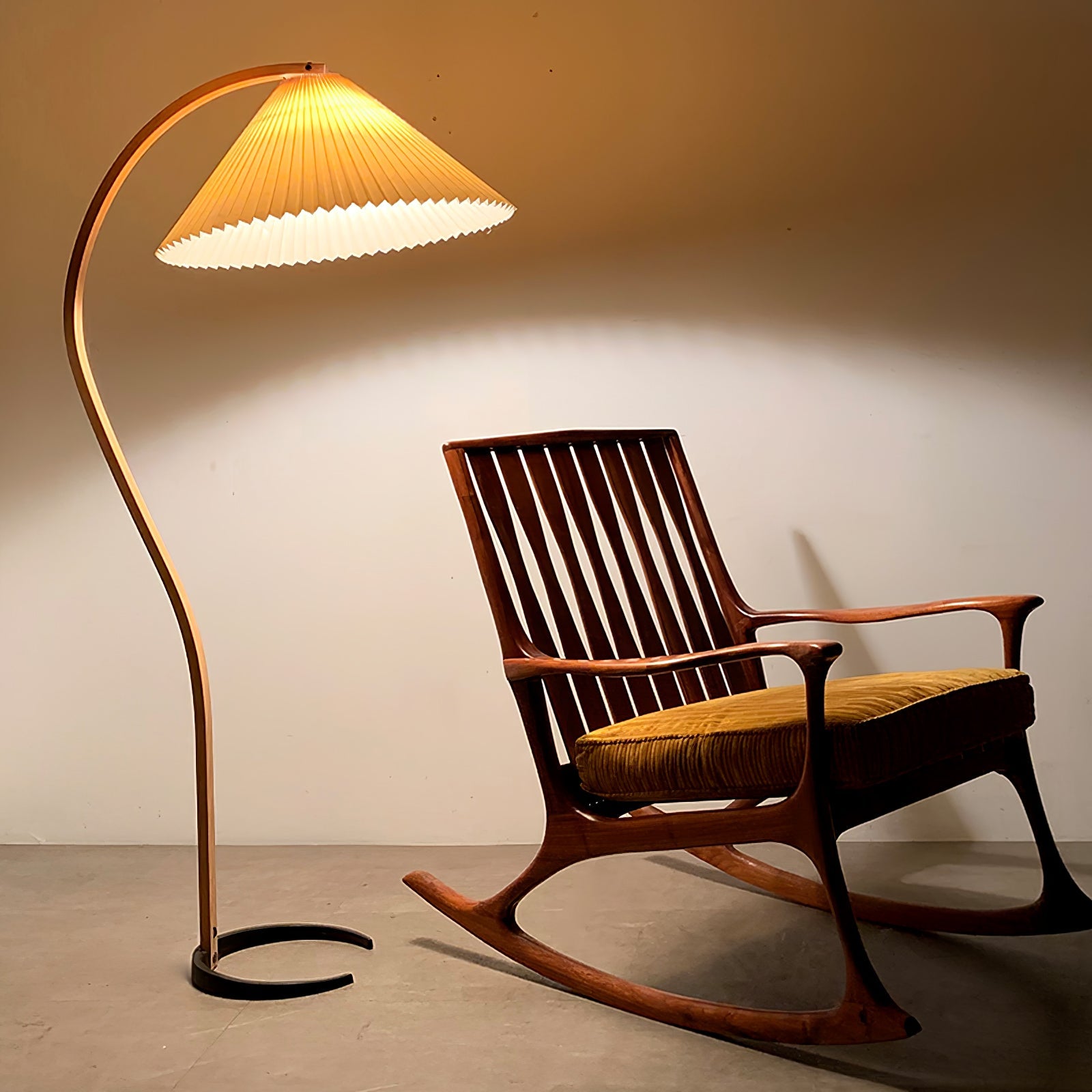 Linden Scandinavian Beechwood and Iron Floor Lamp for Living Rooms