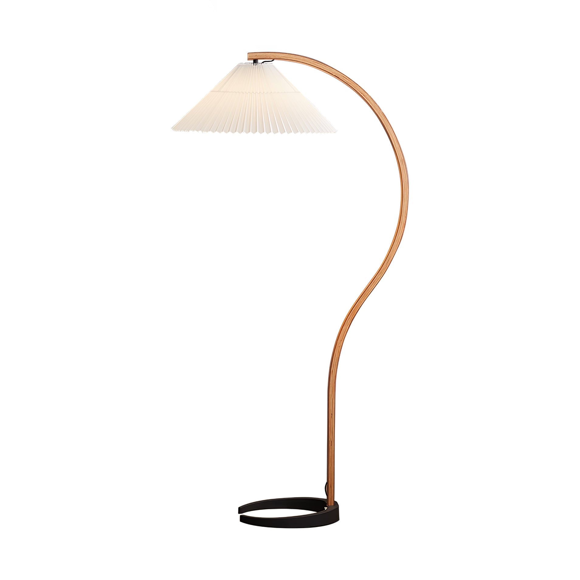 Linden Scandinavian Beechwood and Iron Floor Lamp for Living Rooms