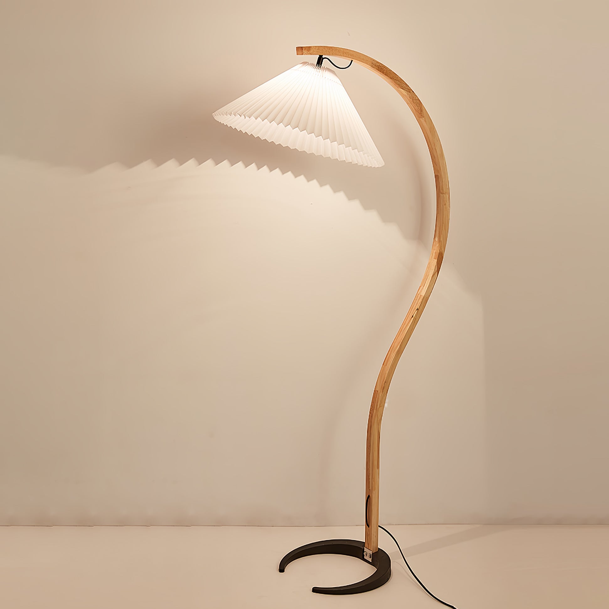 Linden Scandinavian Beechwood and Iron Floor Lamp for Living Rooms