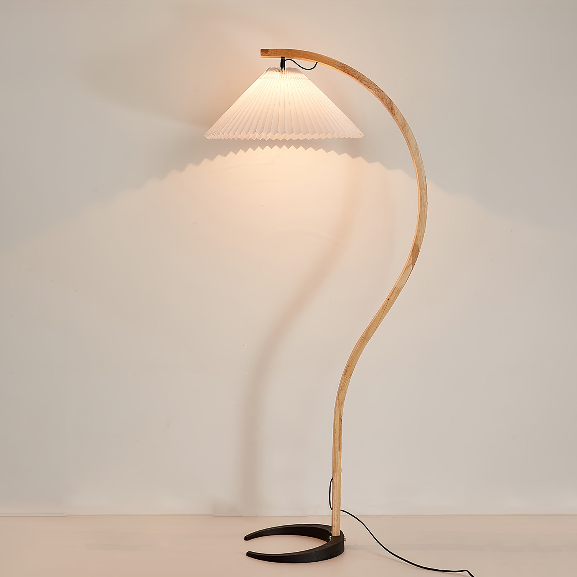 Linden Scandinavian Beechwood and Iron Floor Lamp for Living Rooms