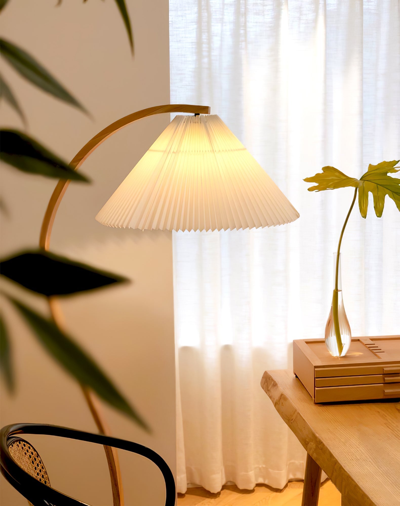 Linden Scandinavian Beechwood and Iron Floor Lamp for Living Rooms