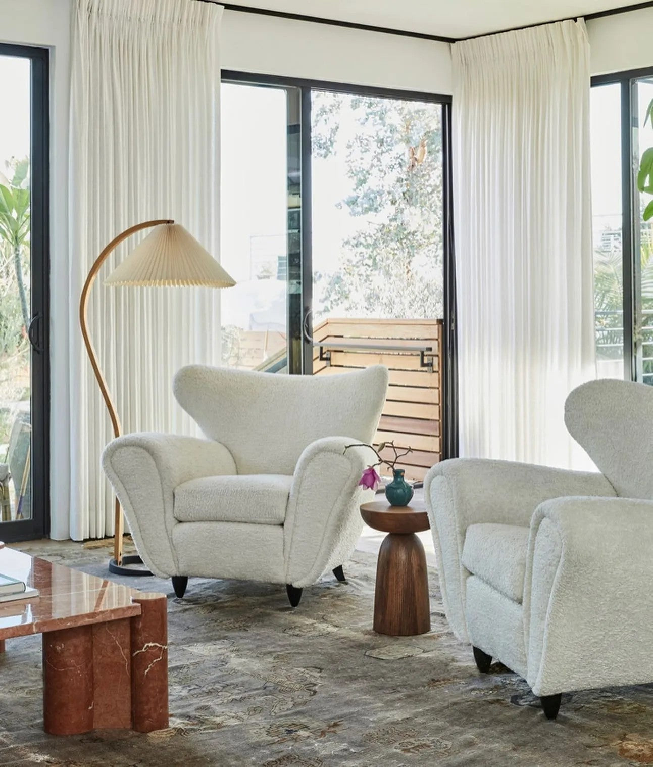 Linden Scandinavian Beechwood and Iron Floor Lamp for Living Rooms