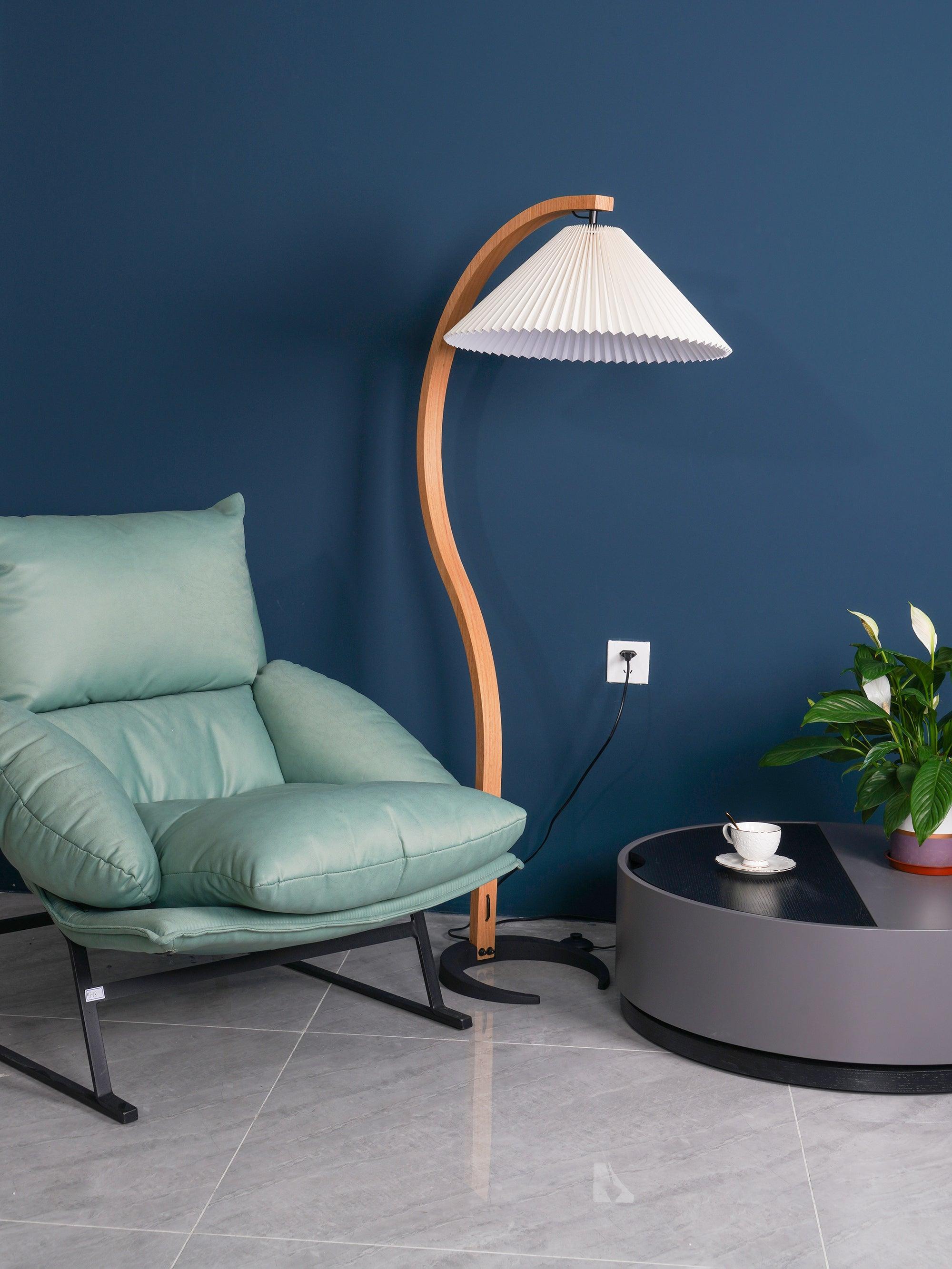 Linden Scandinavian Beechwood and Iron Floor Lamp for Living Rooms