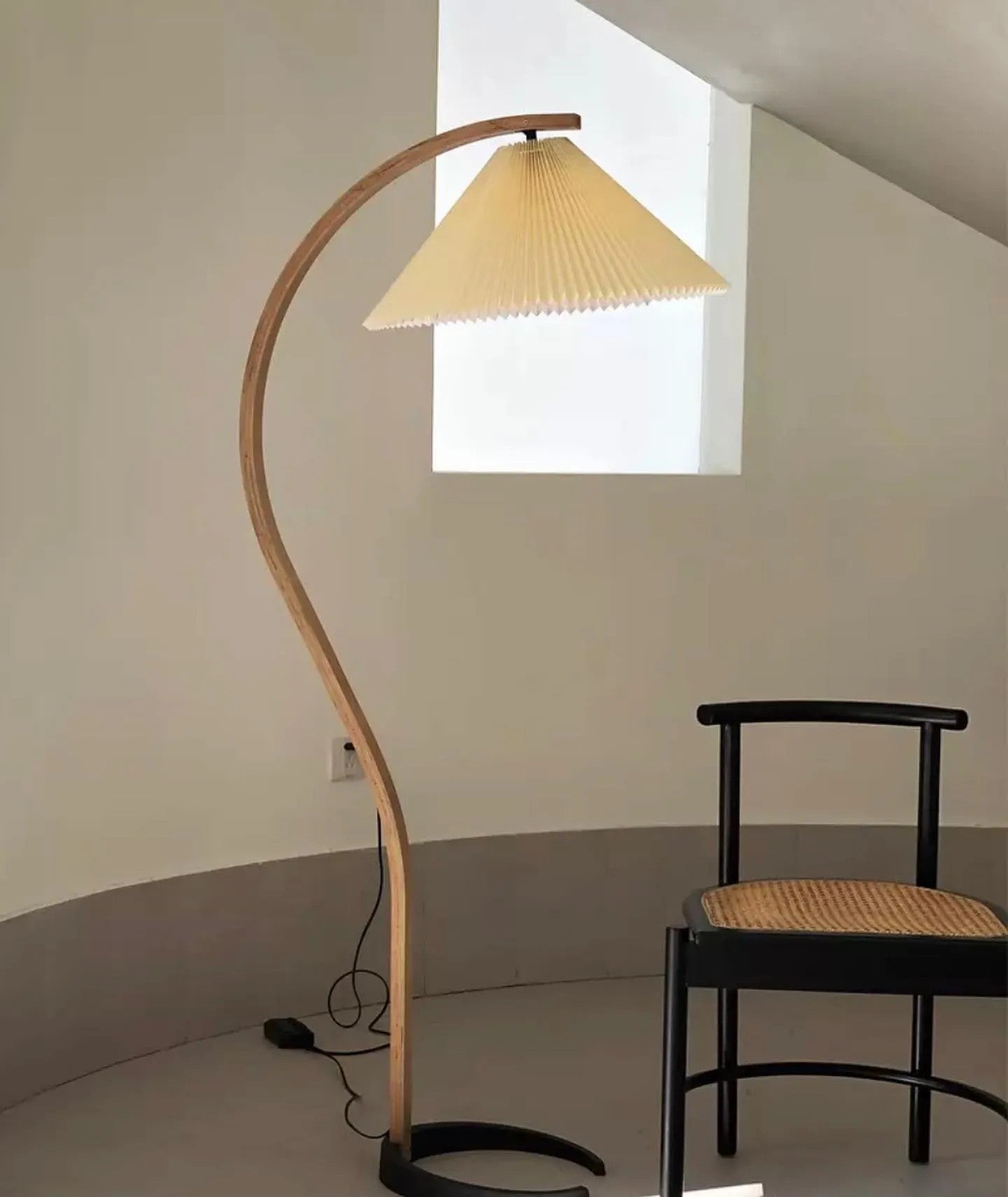 Linden Scandinavian Beechwood and Iron Floor Lamp for Living Rooms