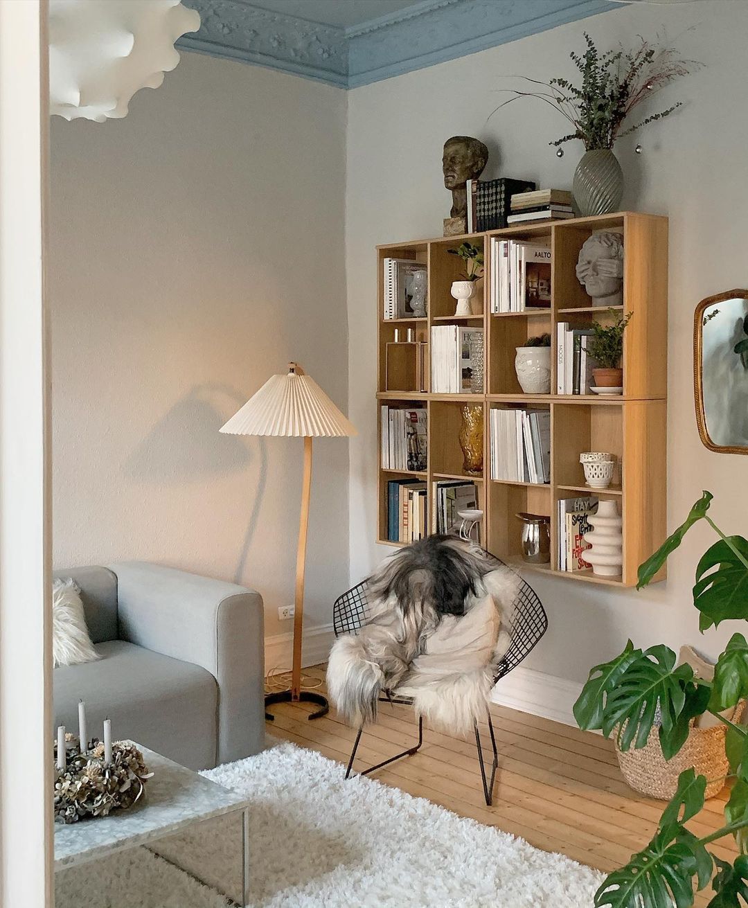 Linden Scandinavian Beechwood and Iron Floor Lamp for Living Rooms
