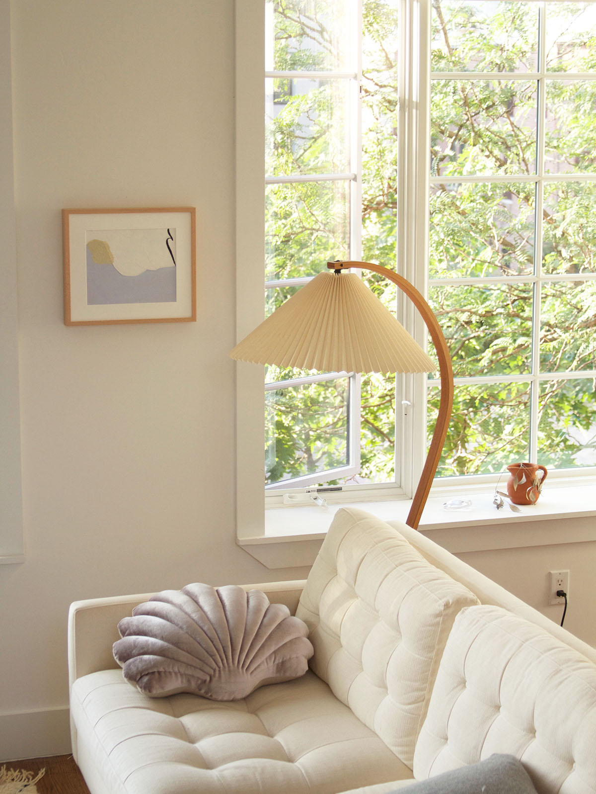 Linden Scandinavian Beechwood and Iron Floor Lamp for Living Rooms