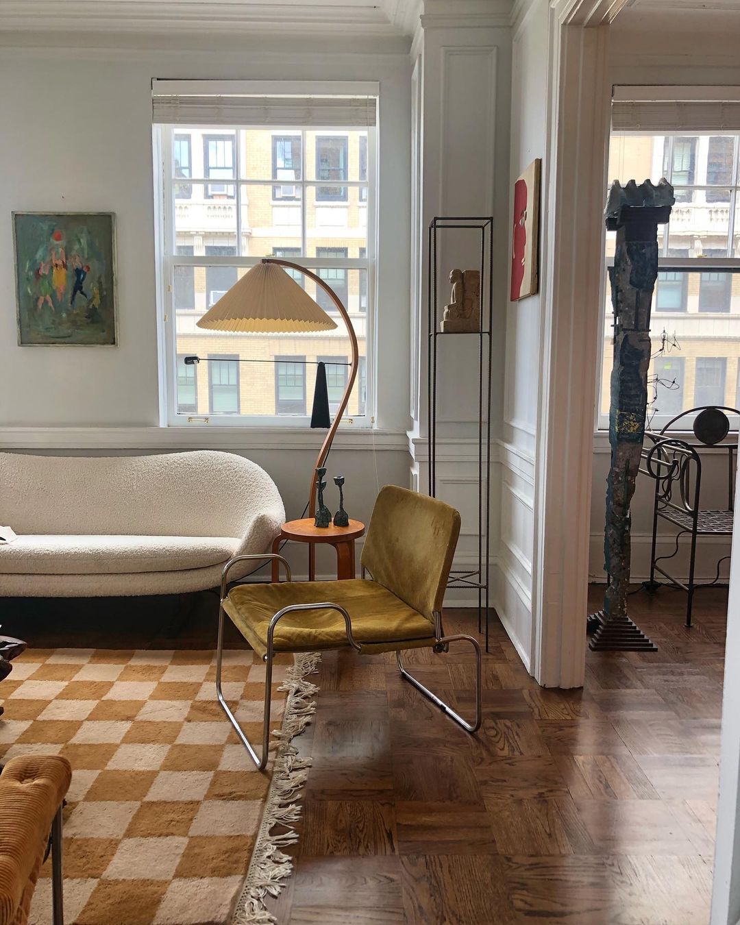 Linden Scandinavian Beechwood and Iron Floor Lamp for Living Rooms
