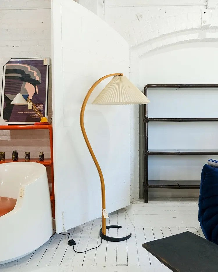 Linden Scandinavian Beechwood and Iron Floor Lamp for Living Rooms