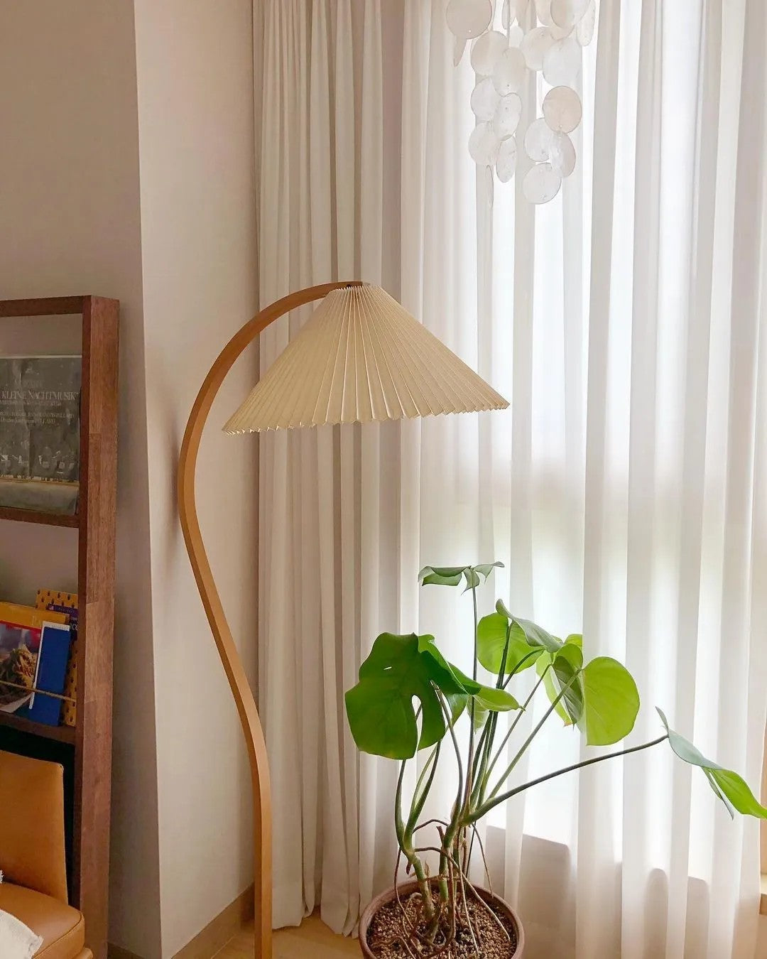 Linden Scandinavian Beechwood and Iron Floor Lamp for Living Rooms
