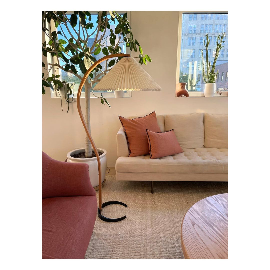 Linden Scandinavian Beechwood and Iron Floor Lamp for Living Rooms