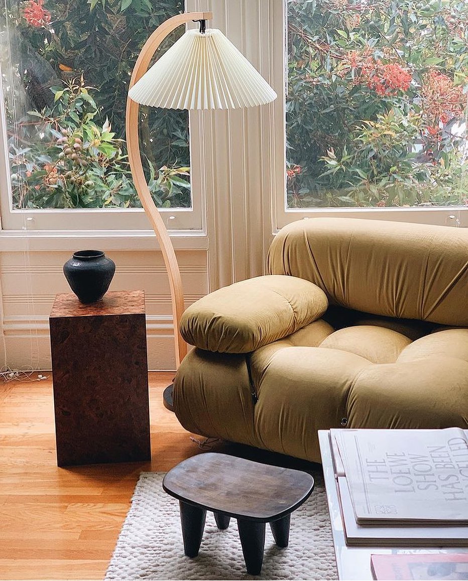 Linden Scandinavian Beechwood and Iron Floor Lamp for Living Rooms