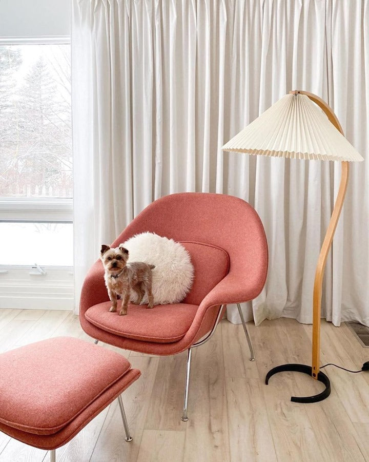 Linden Scandinavian Beechwood and Iron Floor Lamp for Living Rooms